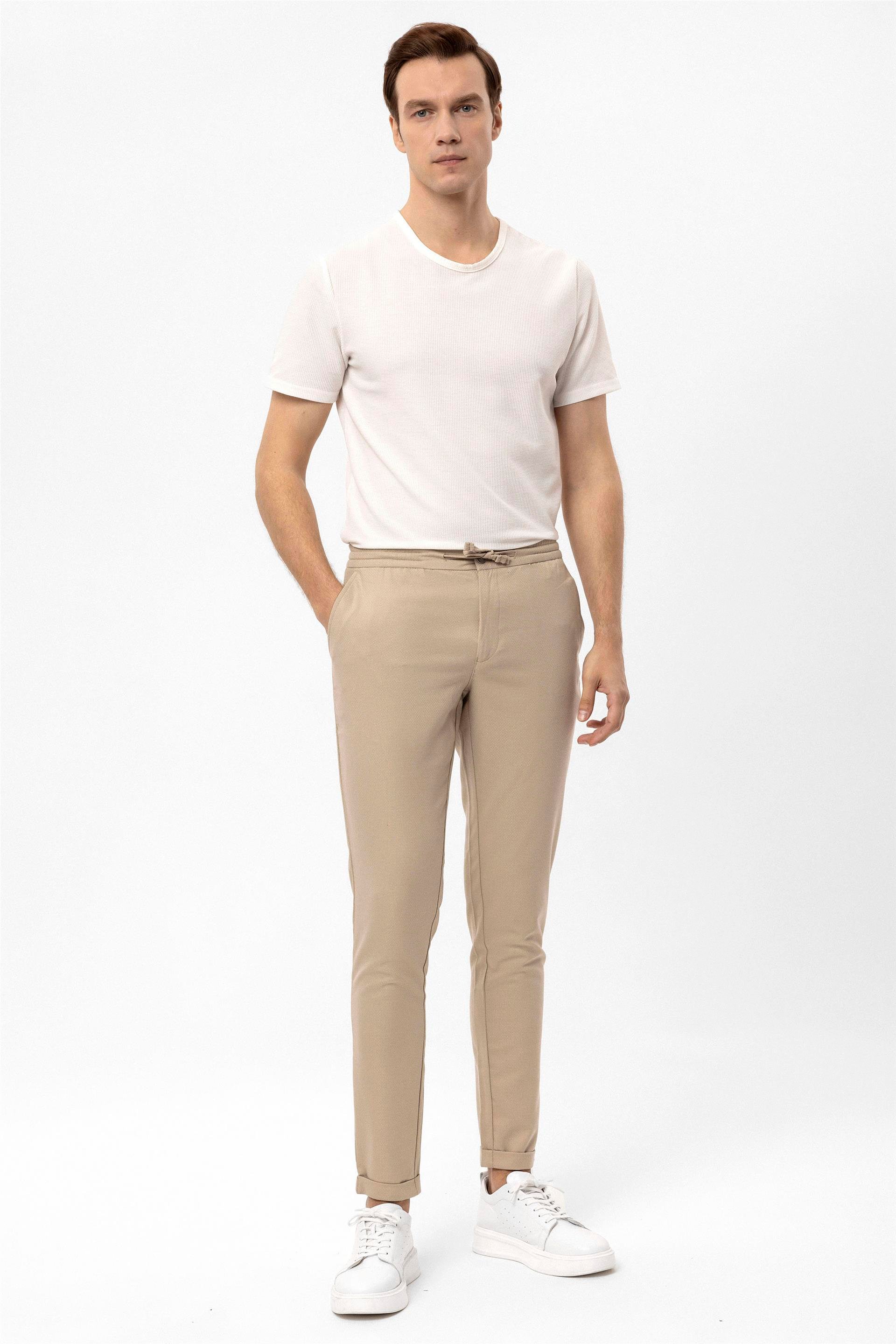 Bej Slim Düz   Jogger Pantolon
