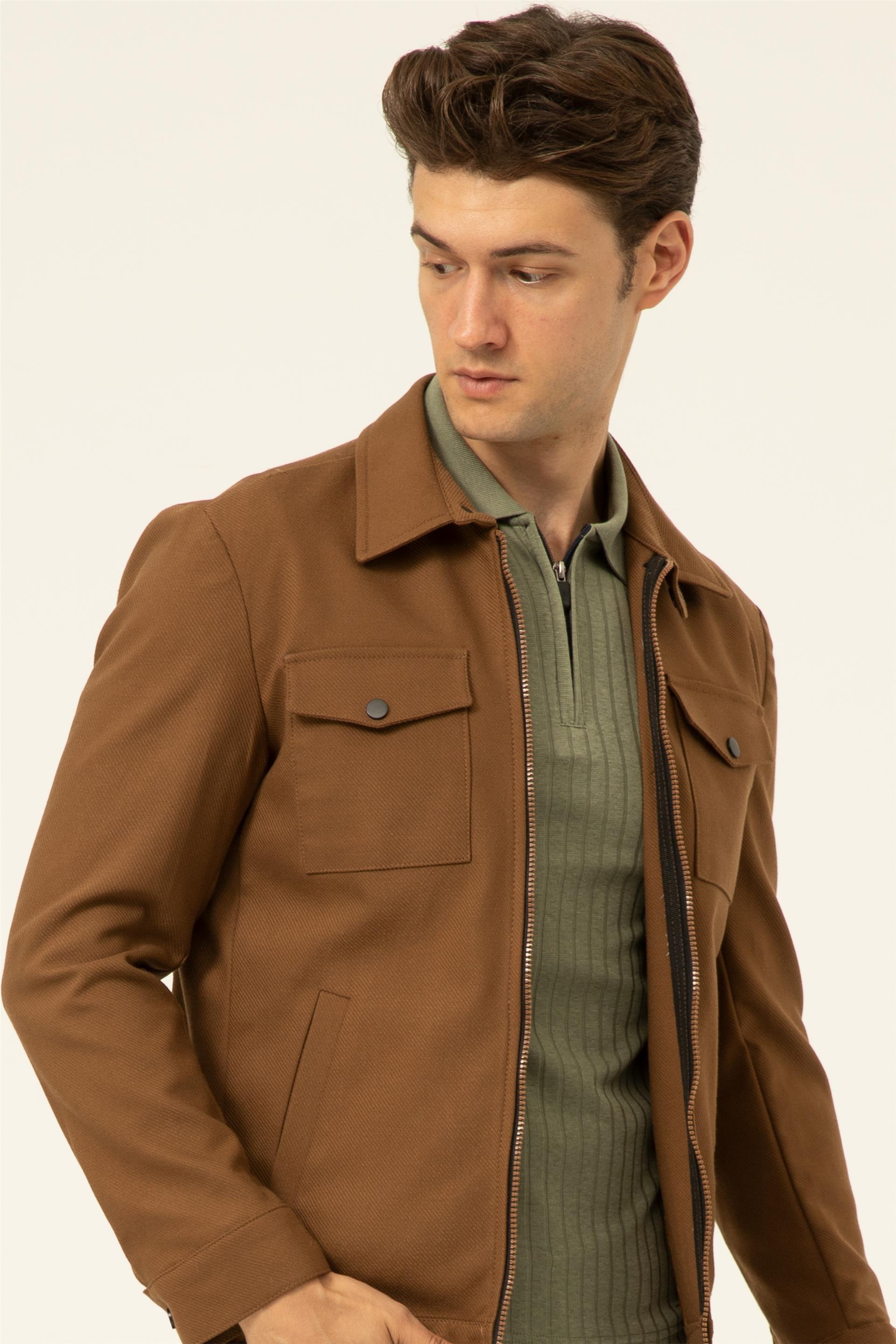 Bej Slim Süet   Mont