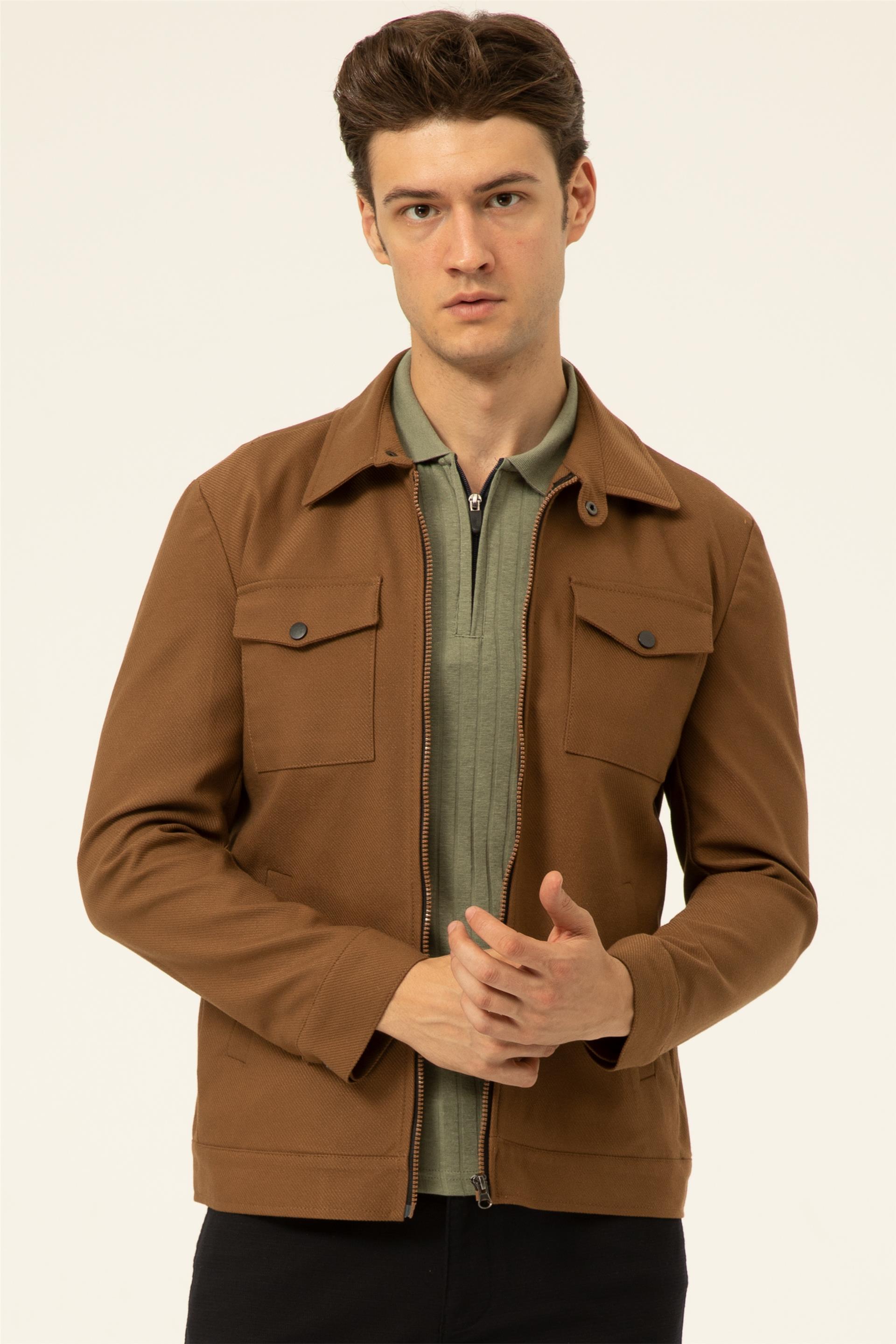 Bej Slim Süet   Mont