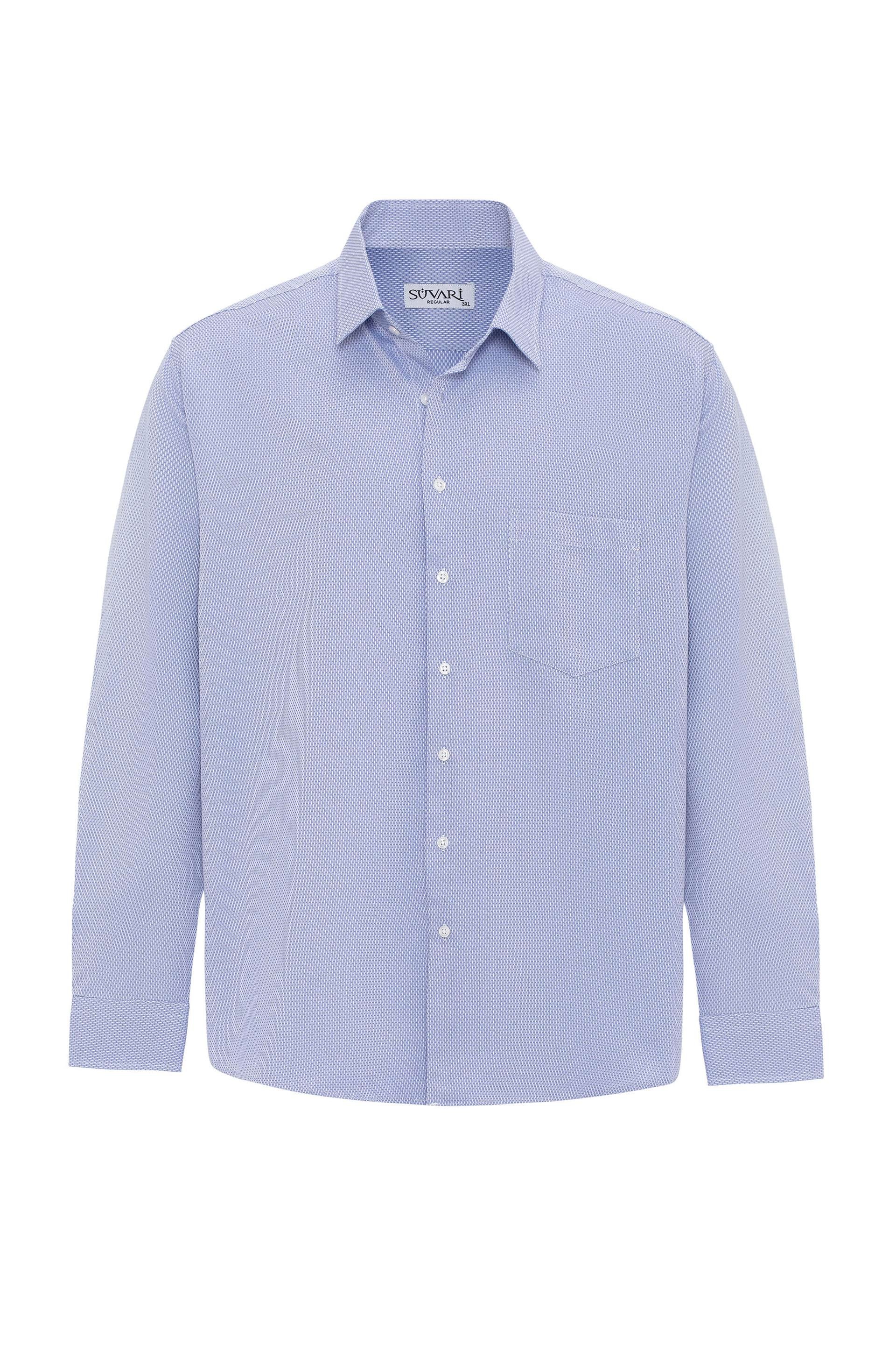 Buz Mavi Regular Armürlü Klasik Yaka Gömlek