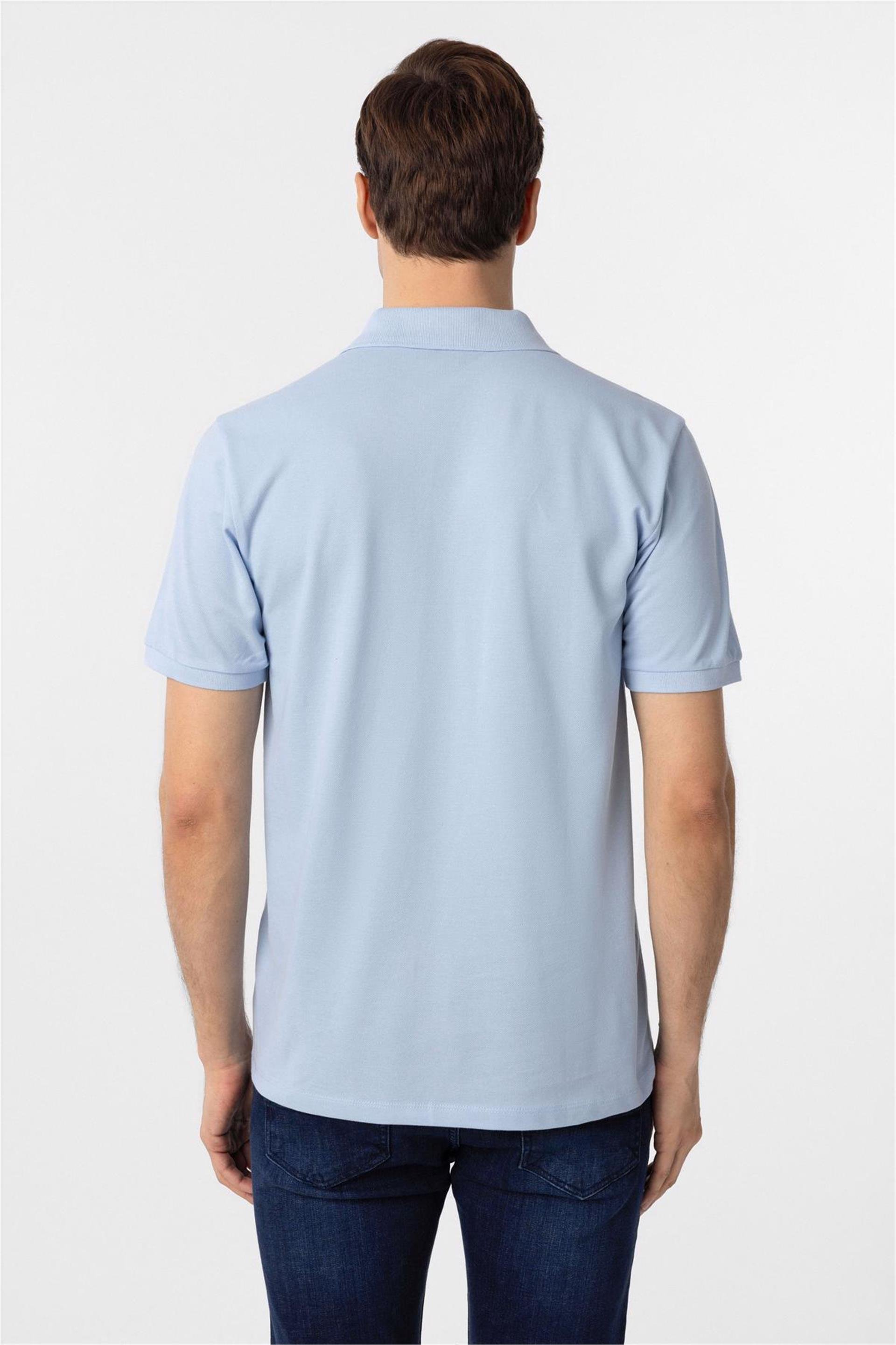 Buz Mavi Regular Armürlü Polo Yaka Tişört