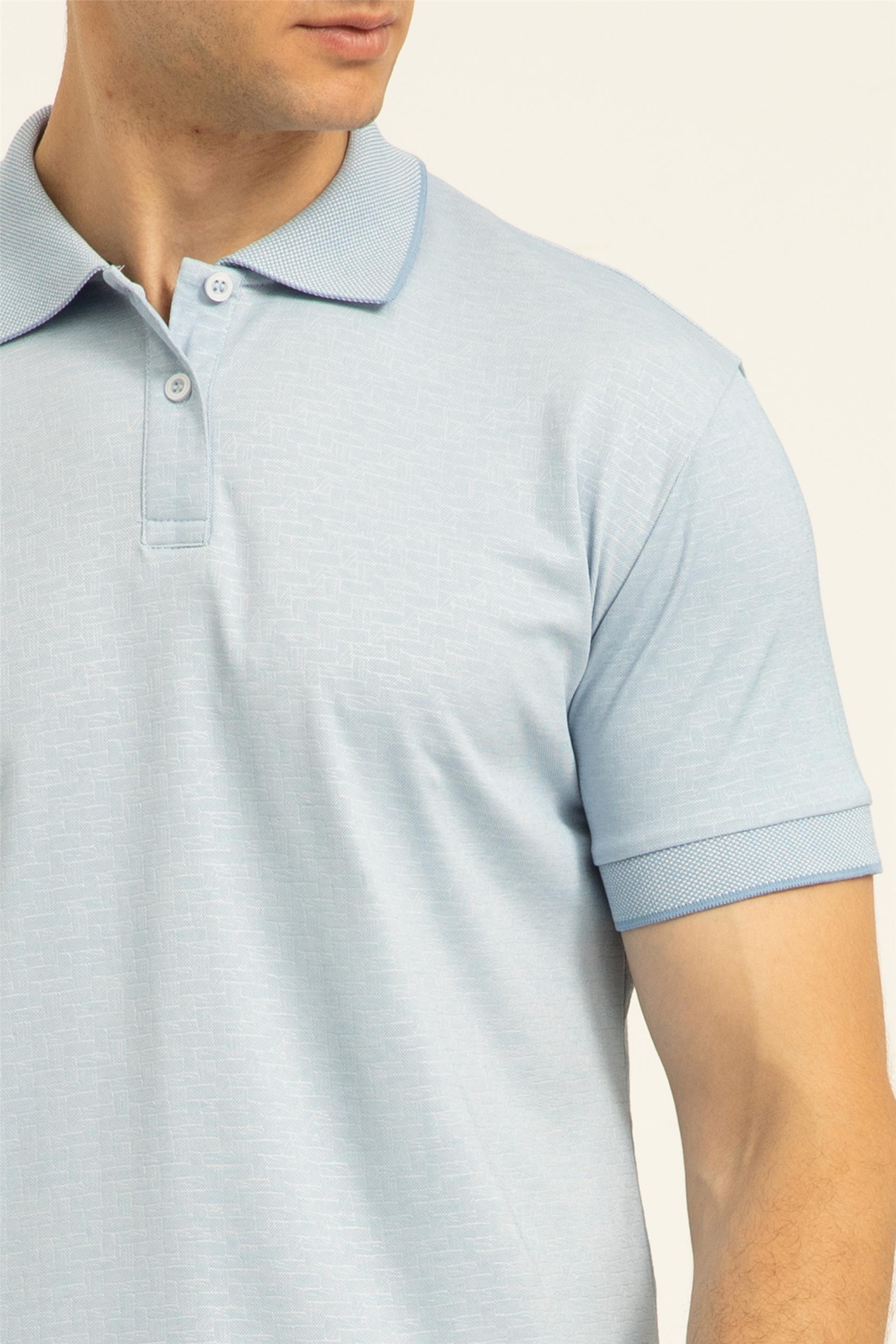 Buz Mavi Regular Baskılı Polo Yaka  Tişört