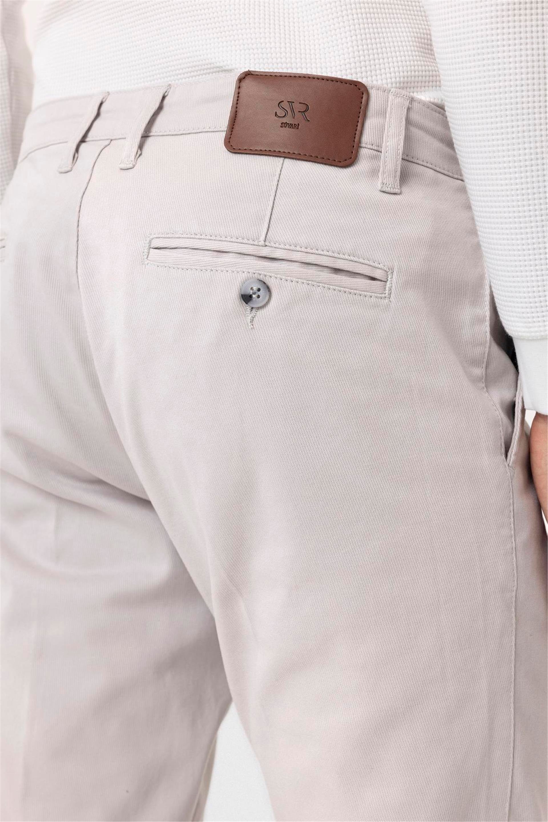Gri Regular Armürlü Pantolon