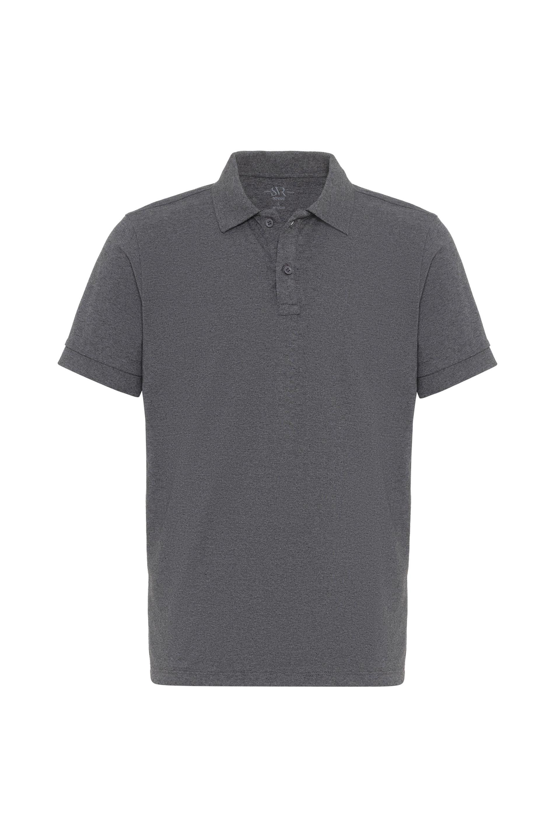 Gri Regular Armürlü Polo Yaka Tişört
