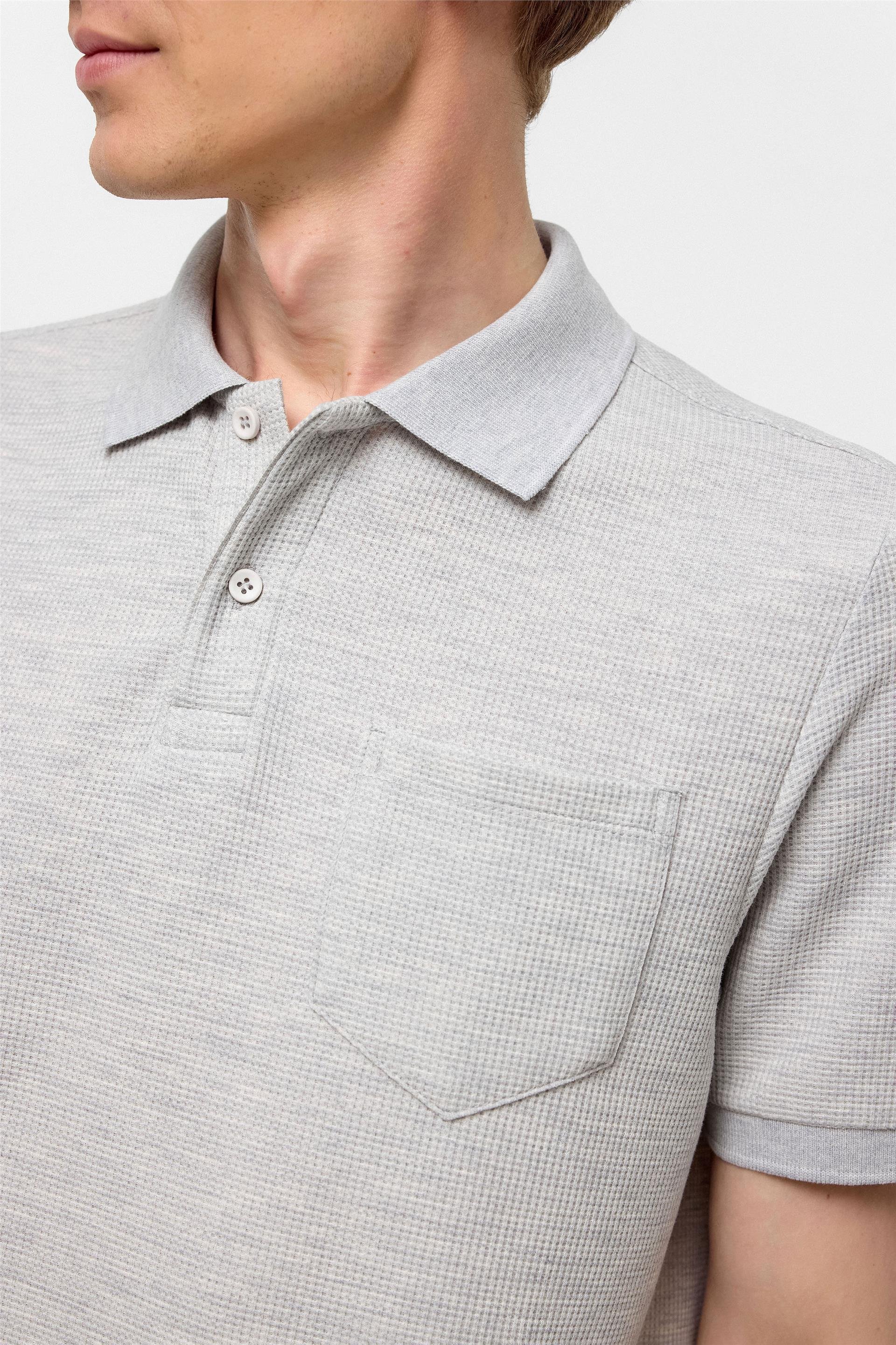 Gri Regular Armürlü Polo Yaka Tişört