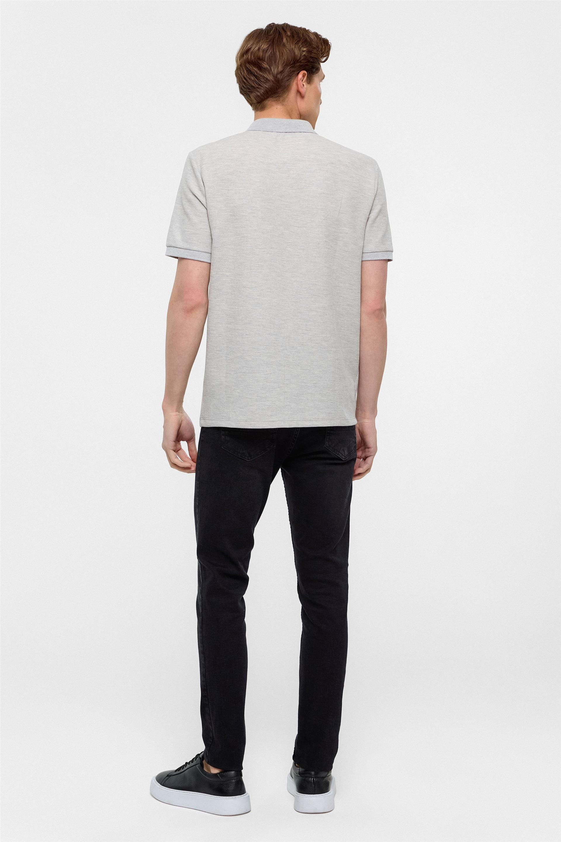 Gri Regular Armürlü Polo Yaka Tişört