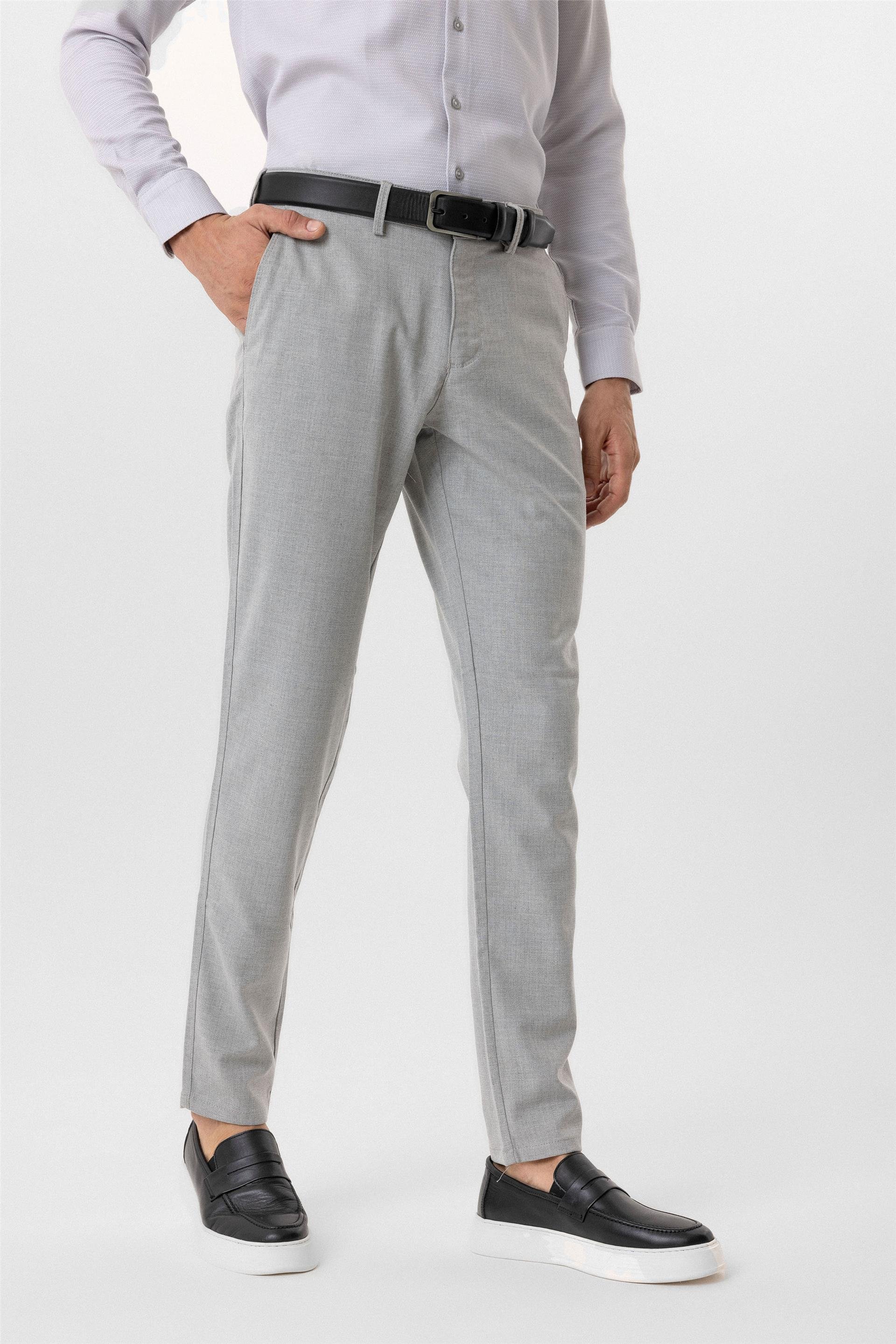 Gri Slim Desenli Pantolon