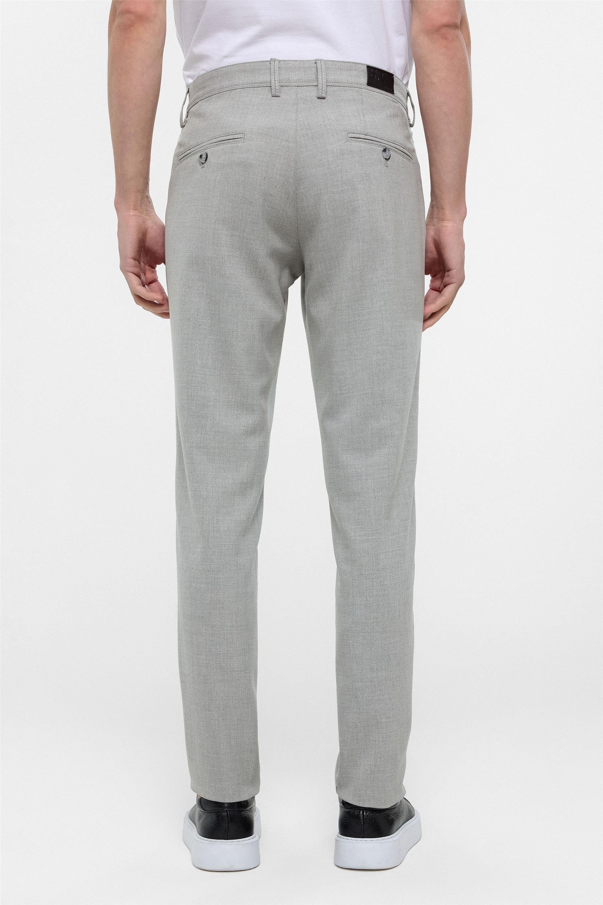 Gri Slim Fit Desenli Kumaş Pantolon