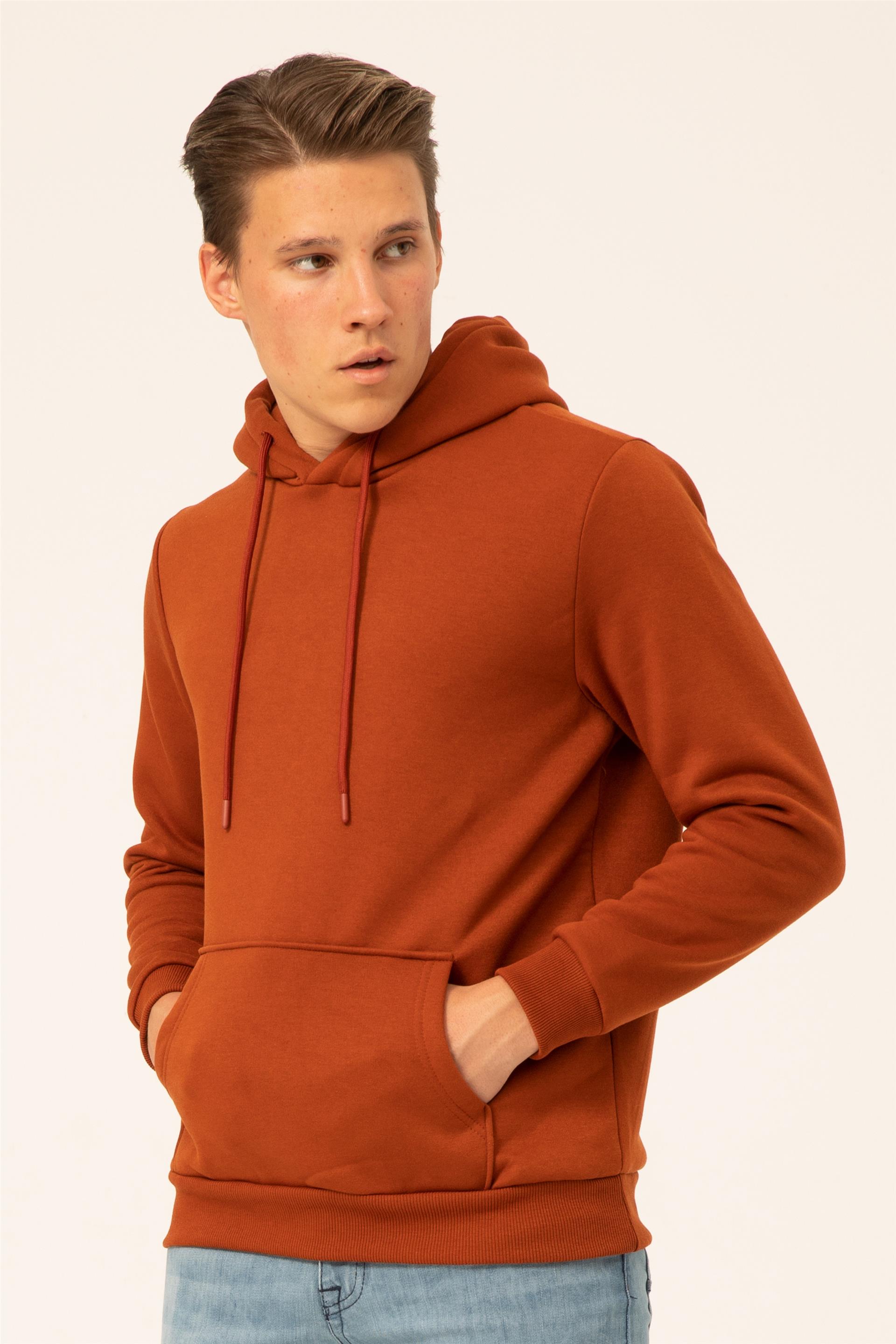 Gül Kurusu Regular Düz Kapişonlu Yaka  Sweatshirt