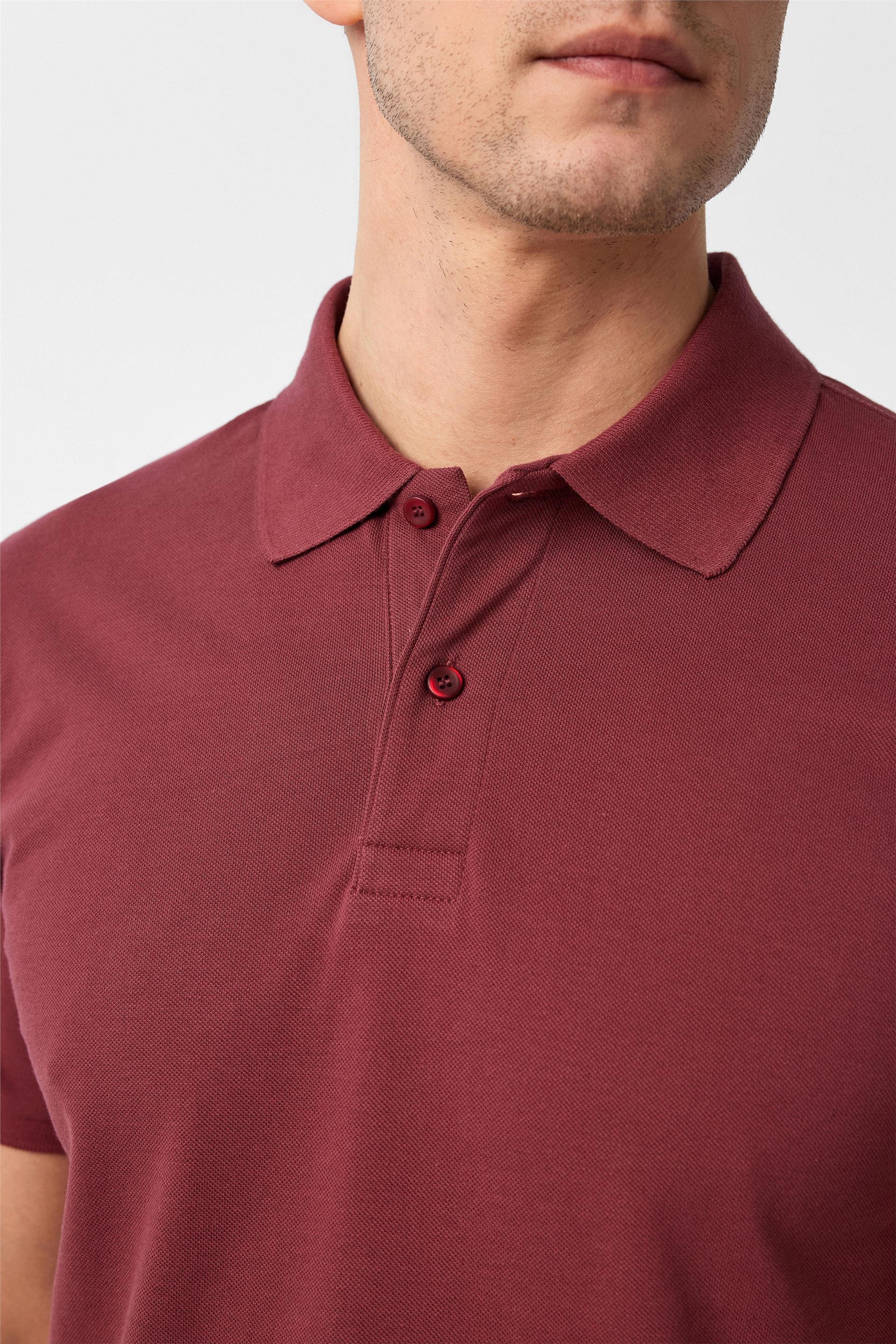 Gül Kurusu Slim Armürlü Polo Yaka Tişört