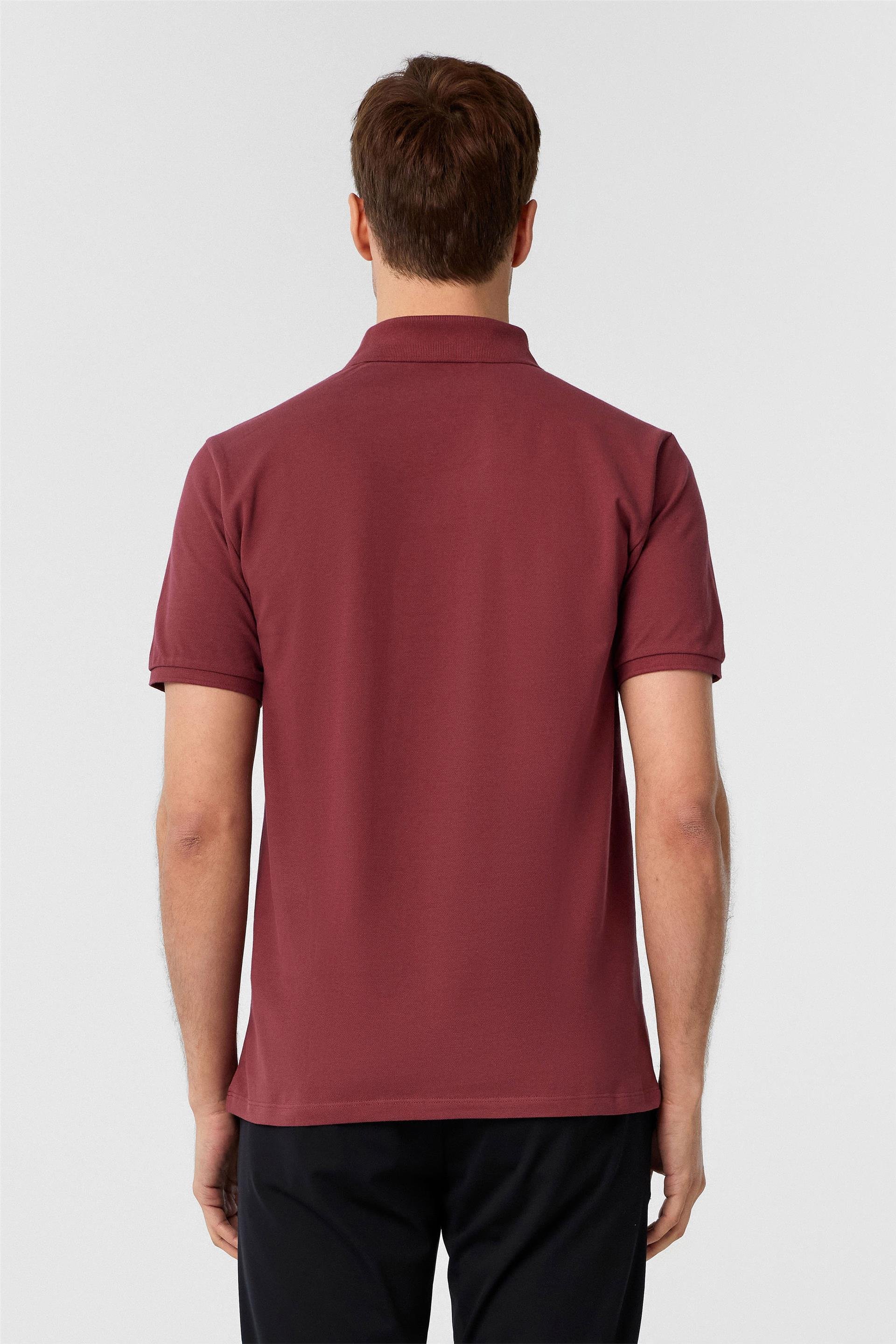 Gül Kurusu Slim Armürlü Polo Yaka Tişört