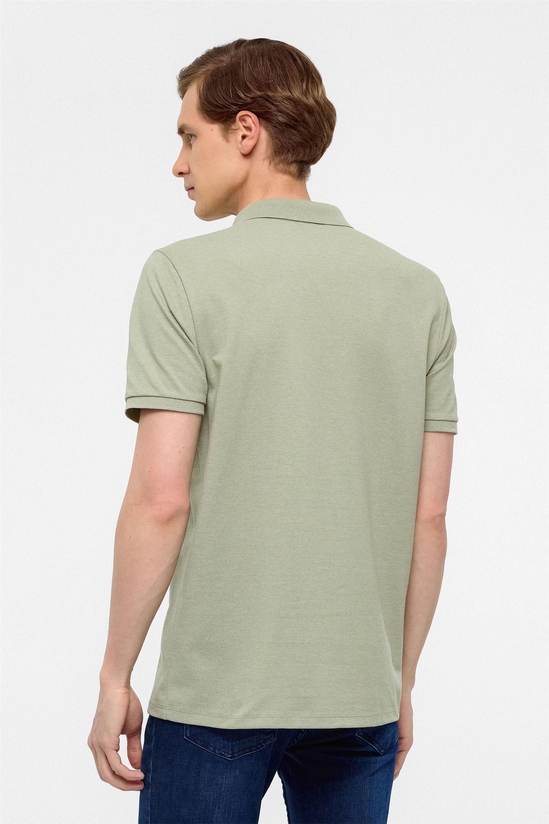 Haki Regular Armürlü Polo Yaka Tişört