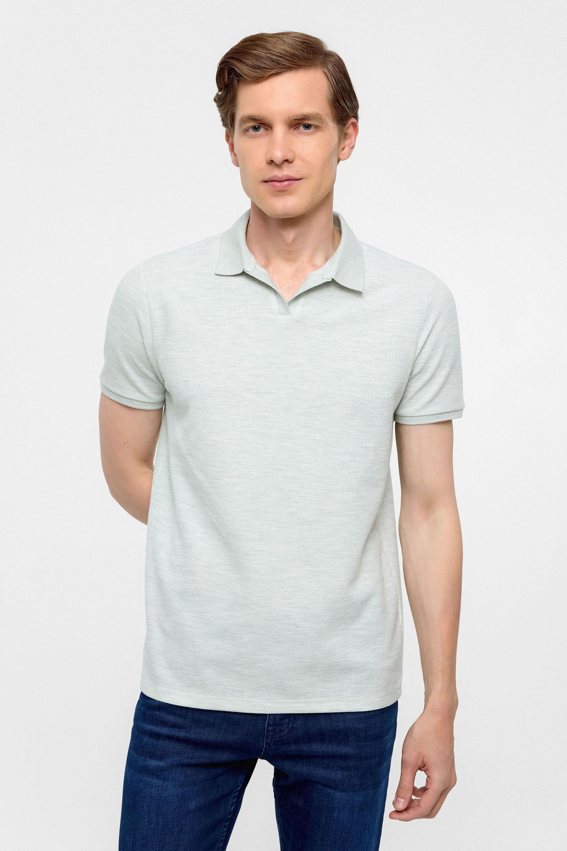 Haki Regular Armürlü Polo Yaka Tişört