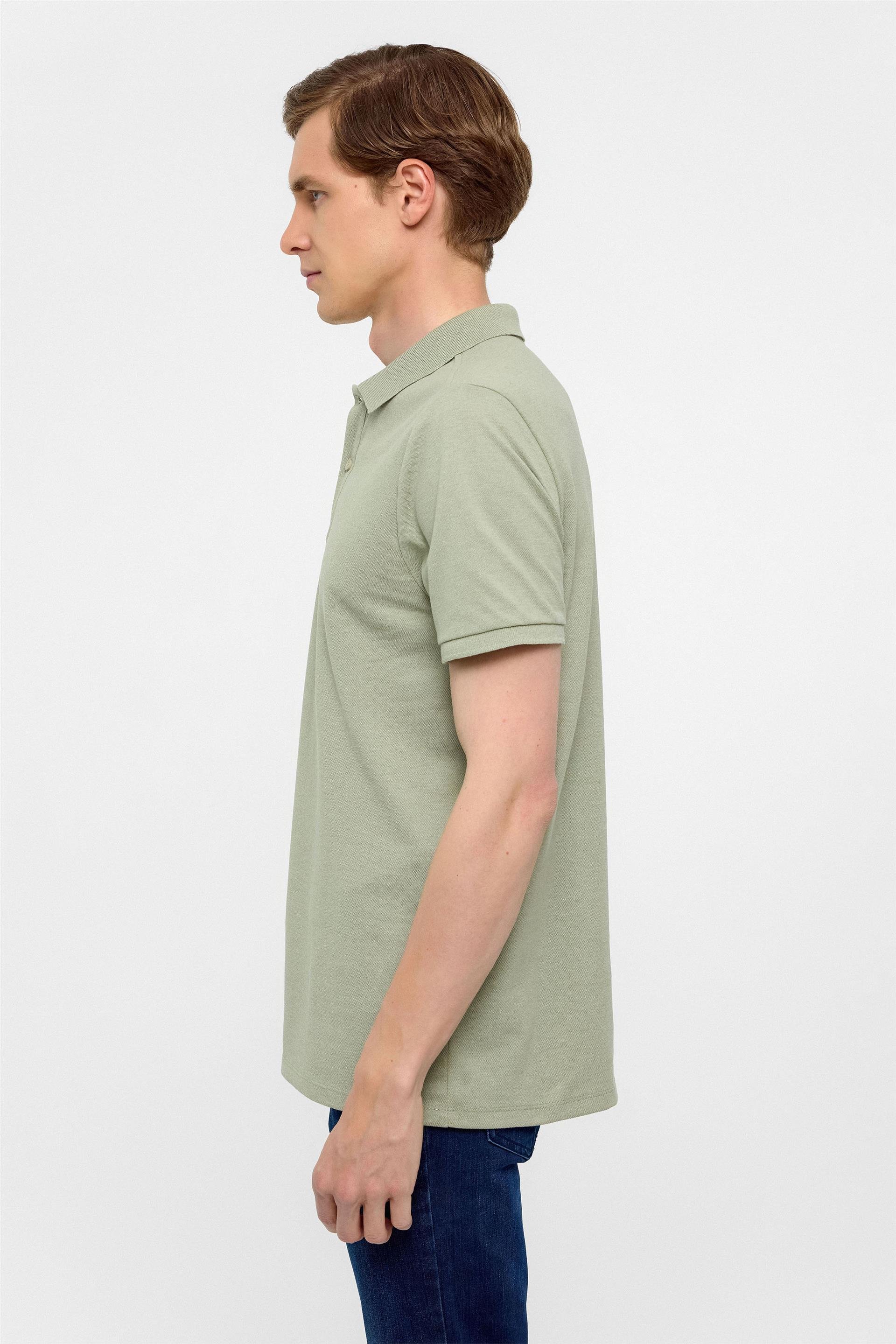 Haki Regular Armürlü Polo Yaka Tişört