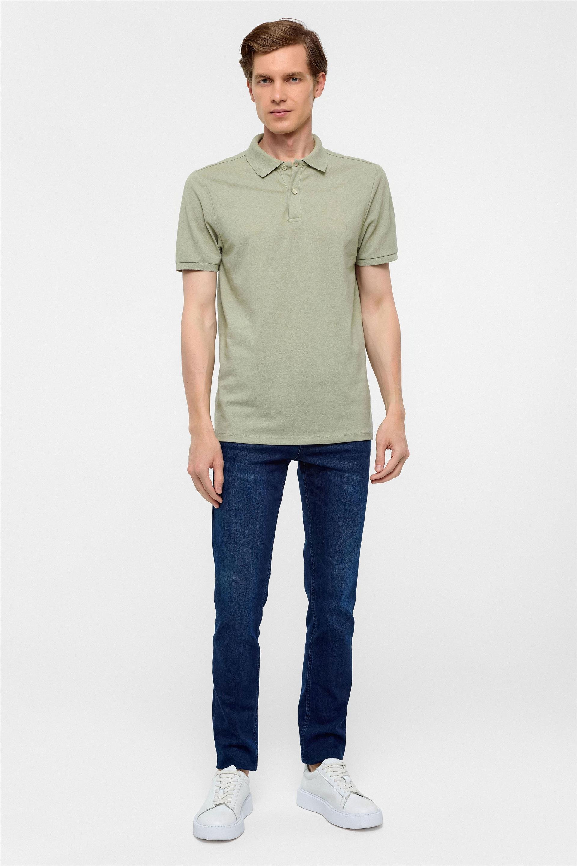 Haki Regular Armürlü Polo Yaka Tişört