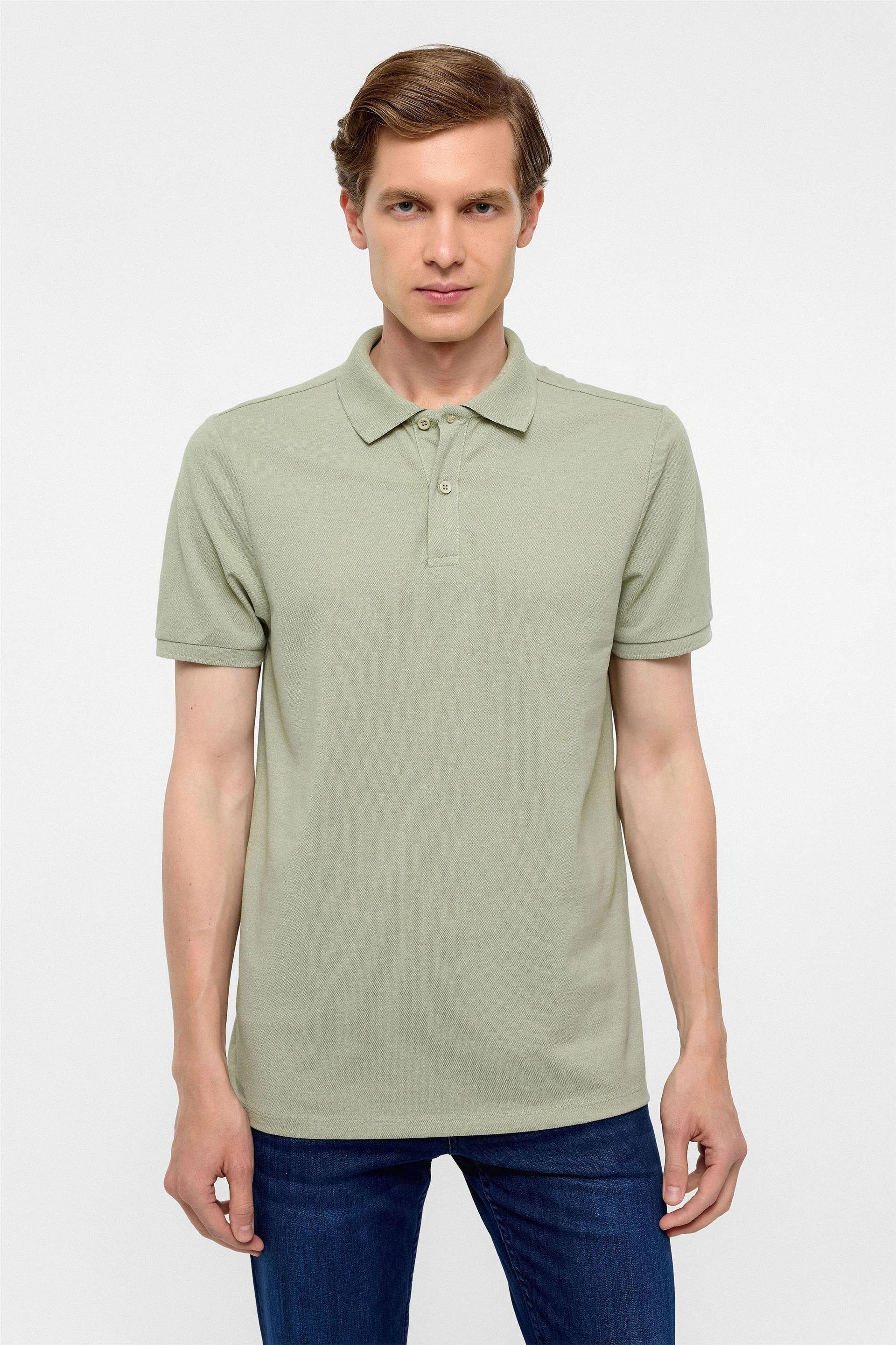 Haki Regular Armürlü Polo Yaka Tişört