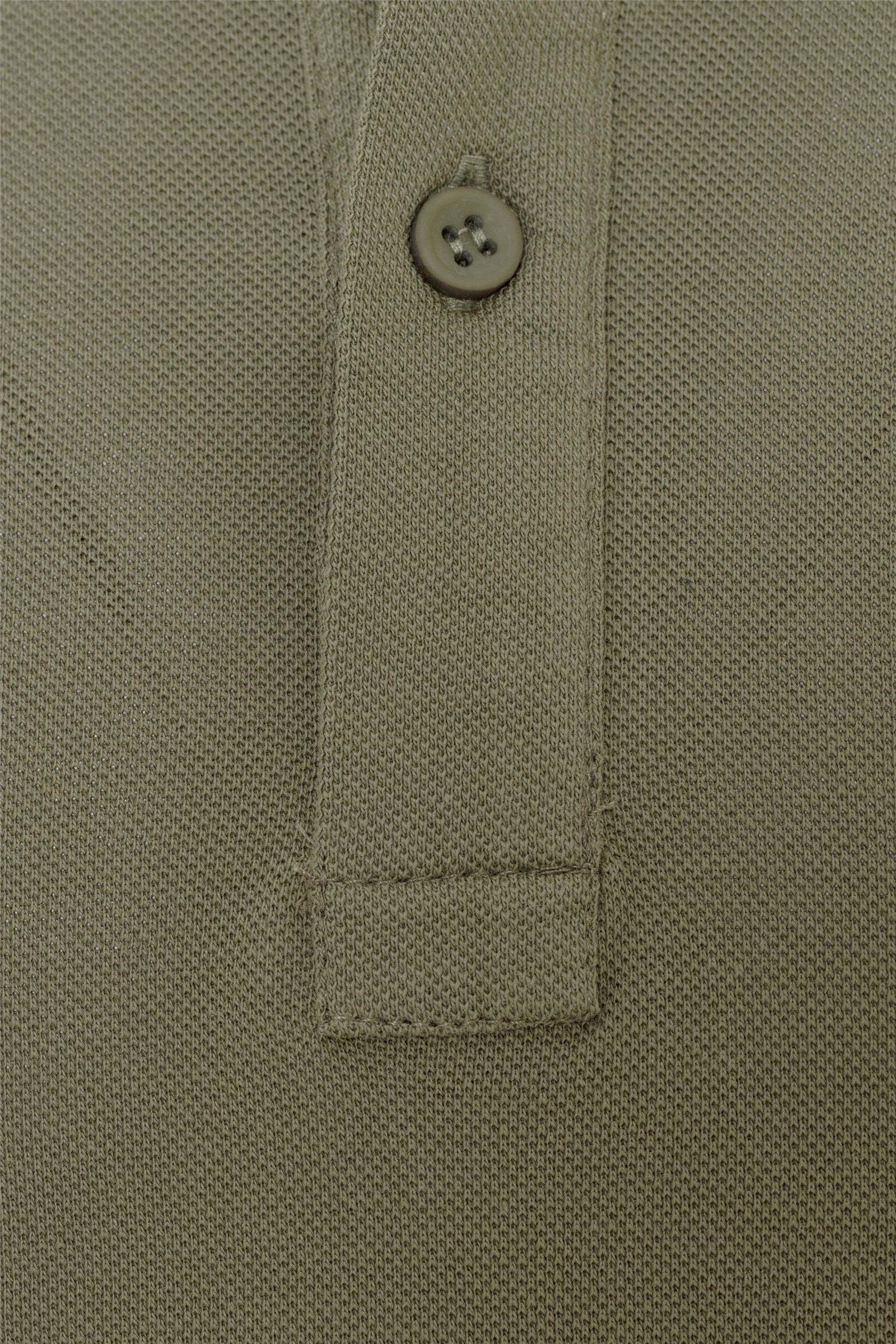 Haki Regular Armürlü Polo Yaka Tişört