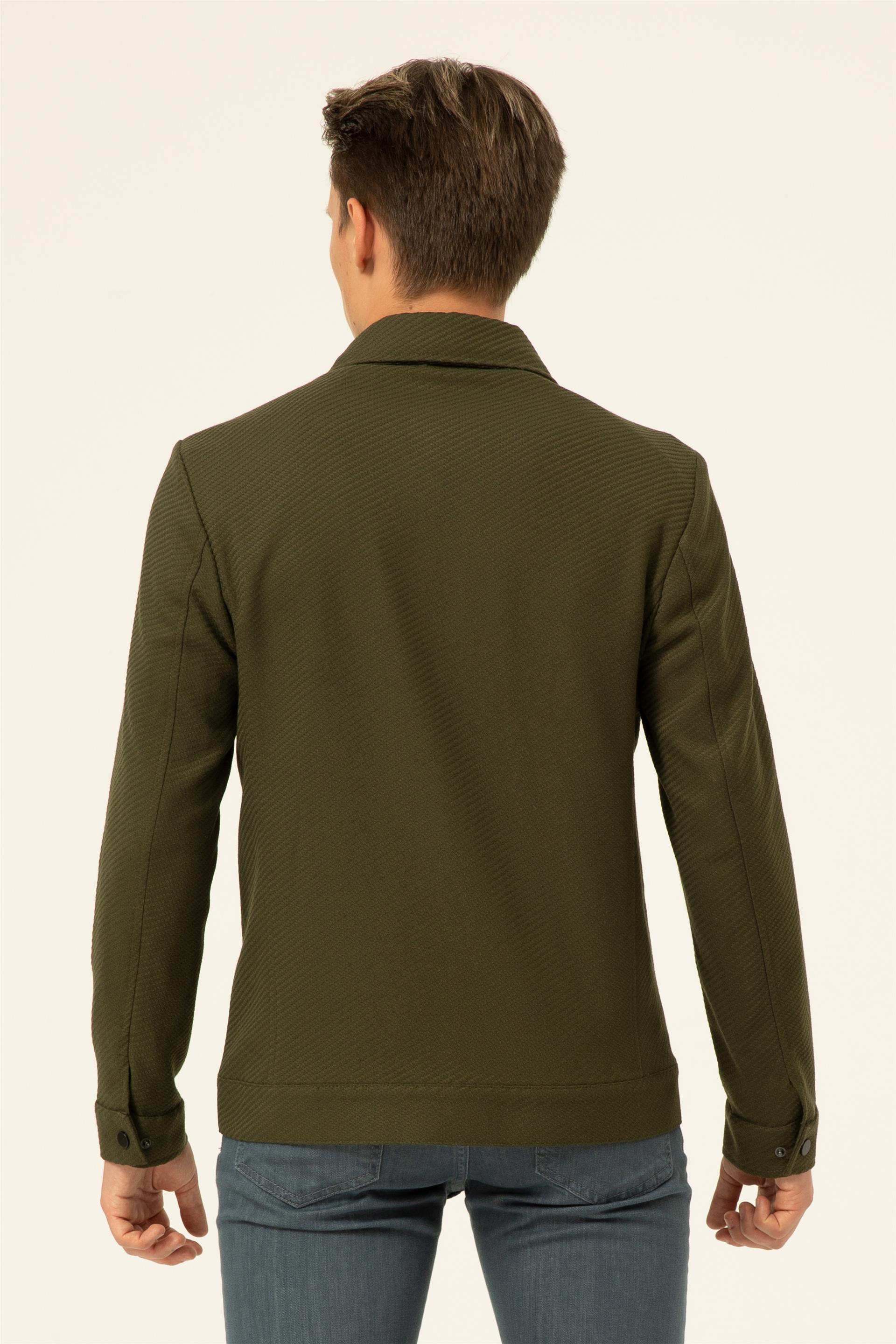 Haki Slim Süet   Mont