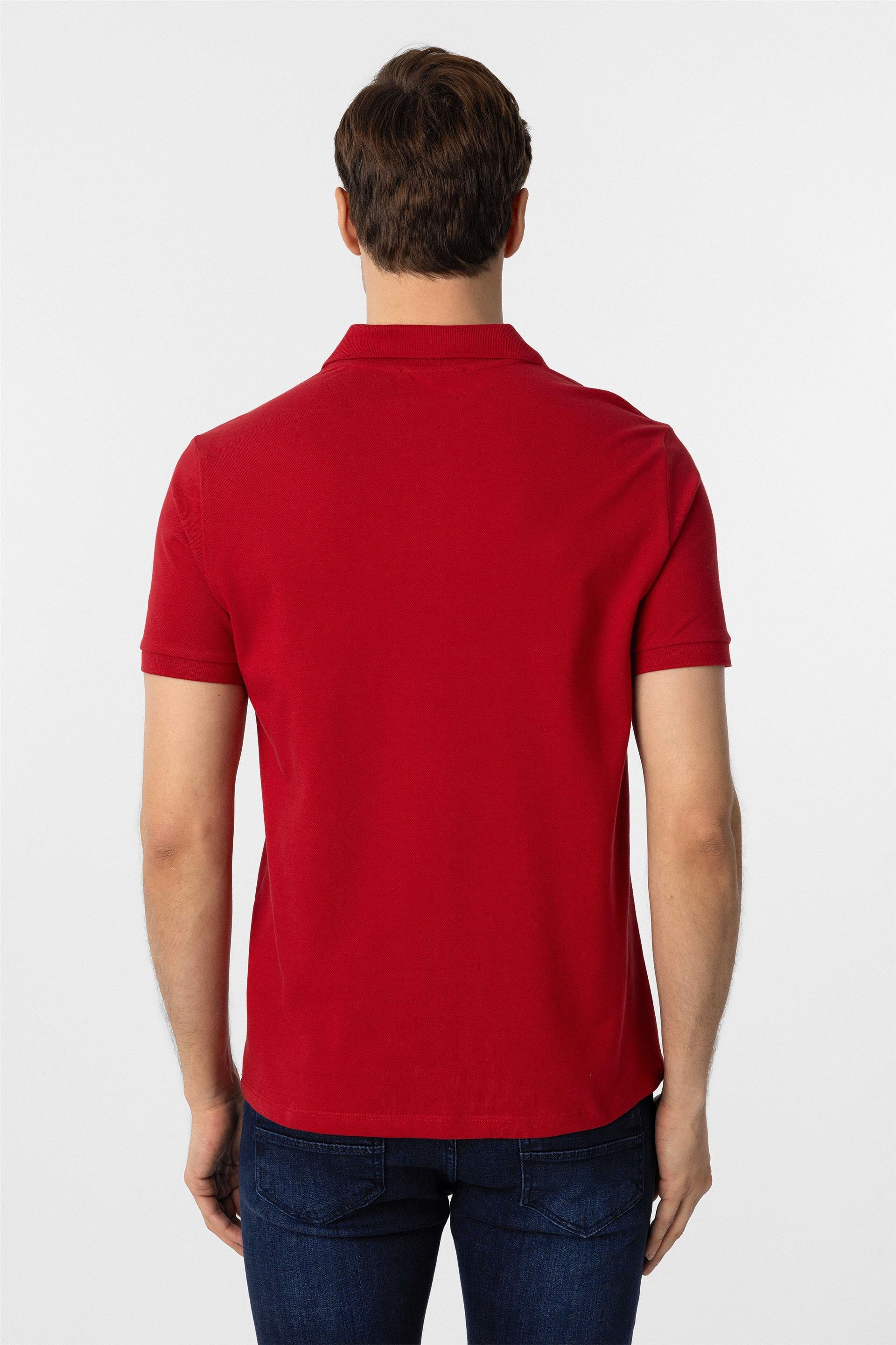 Kırmızı Slim Düz Polo Yaka Tişört