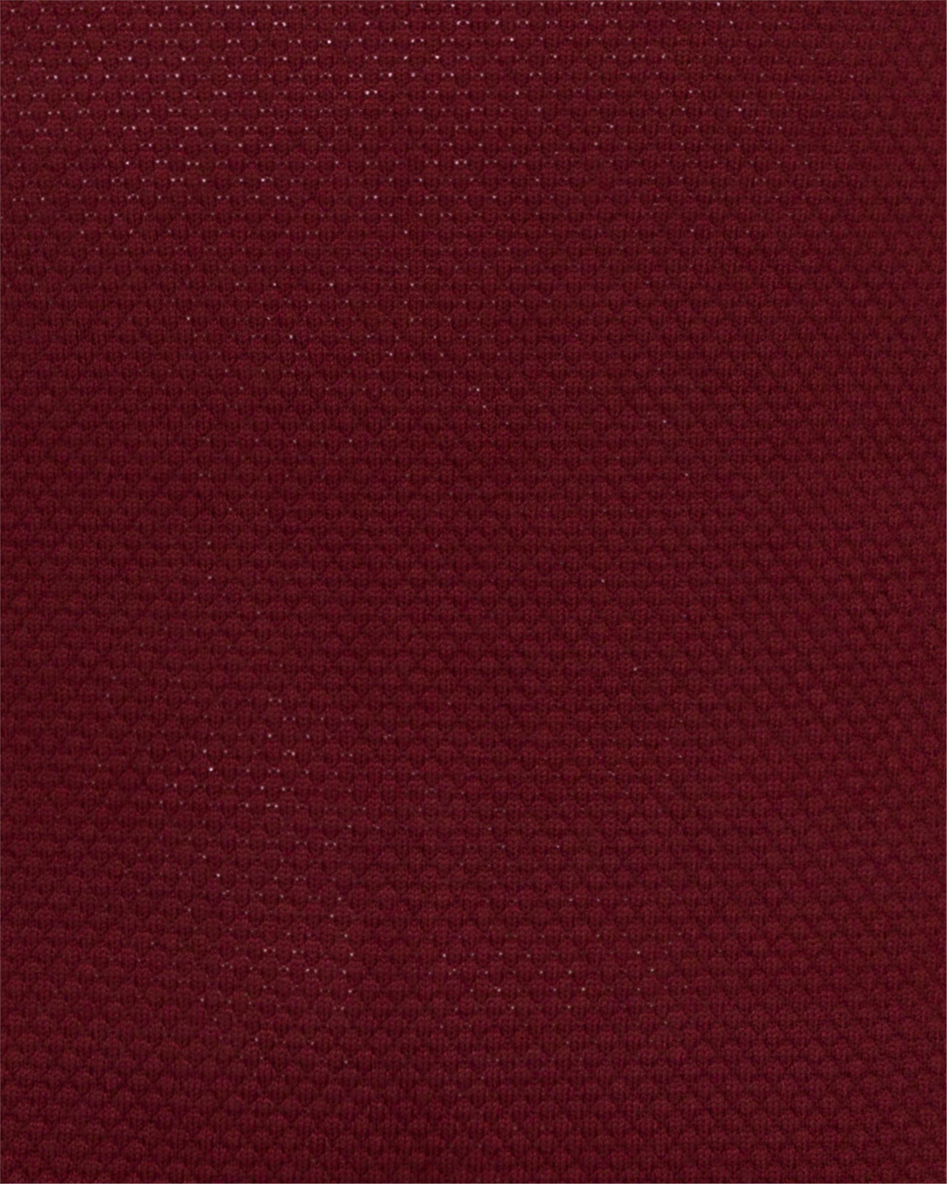 Koyu Bordo Regular Armürlü O Yaka  Triko