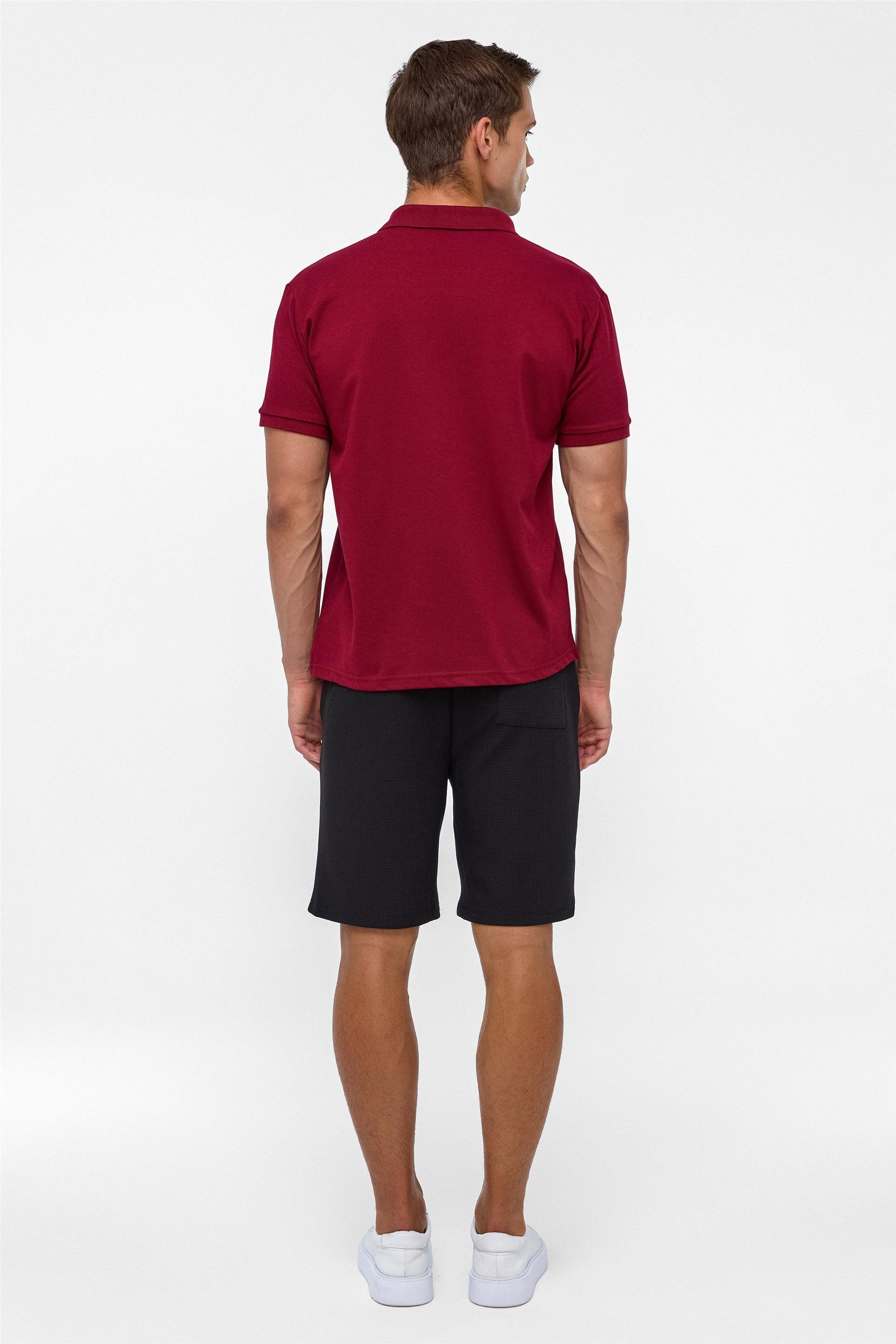 Koyu Bordo Regular Armürlü Polo Yaka Tişört
