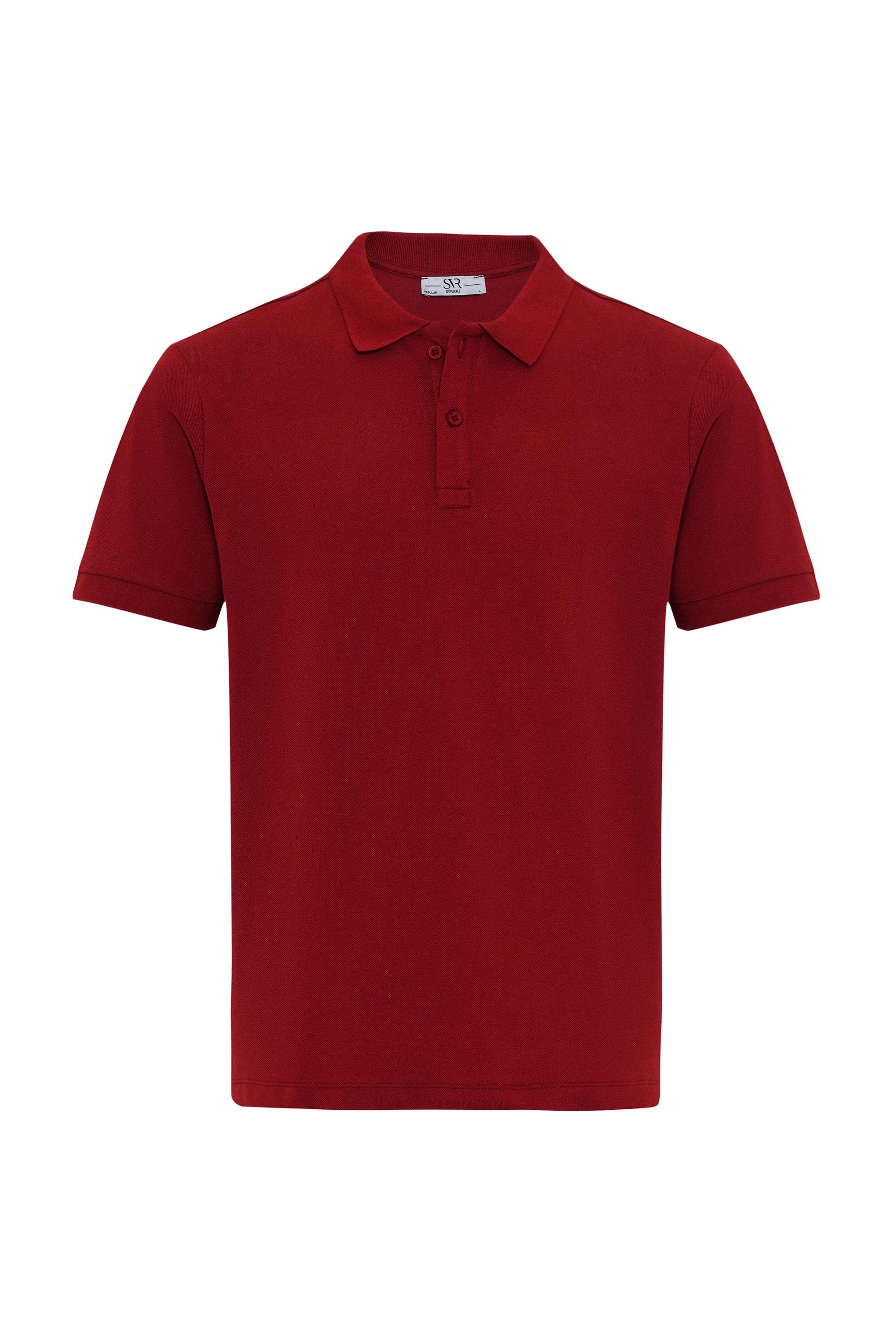 Koyu Bordo Regular Armürlü Polo Yaka Tişört