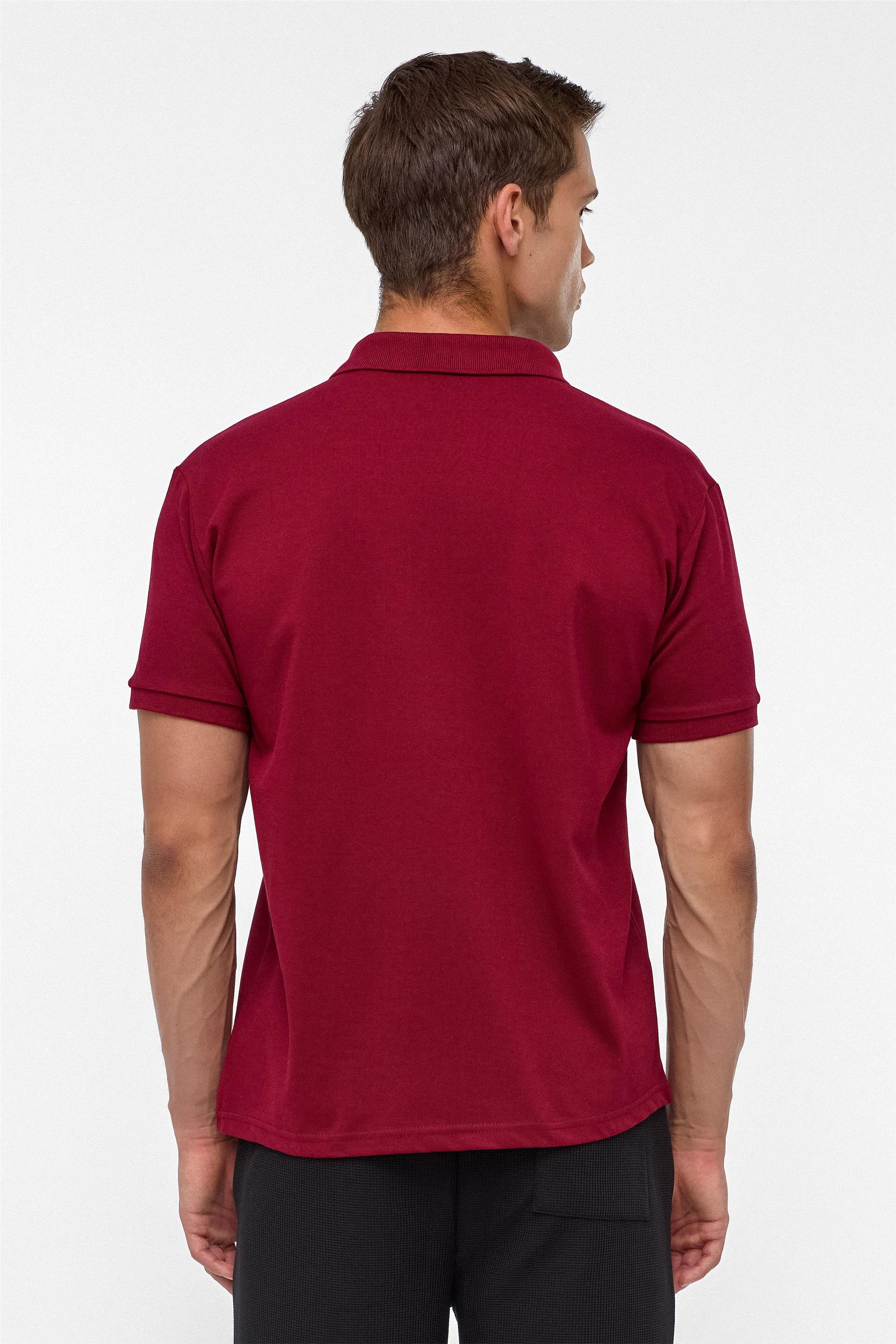 Koyu Bordo Regular Armürlü Polo Yaka Tişört