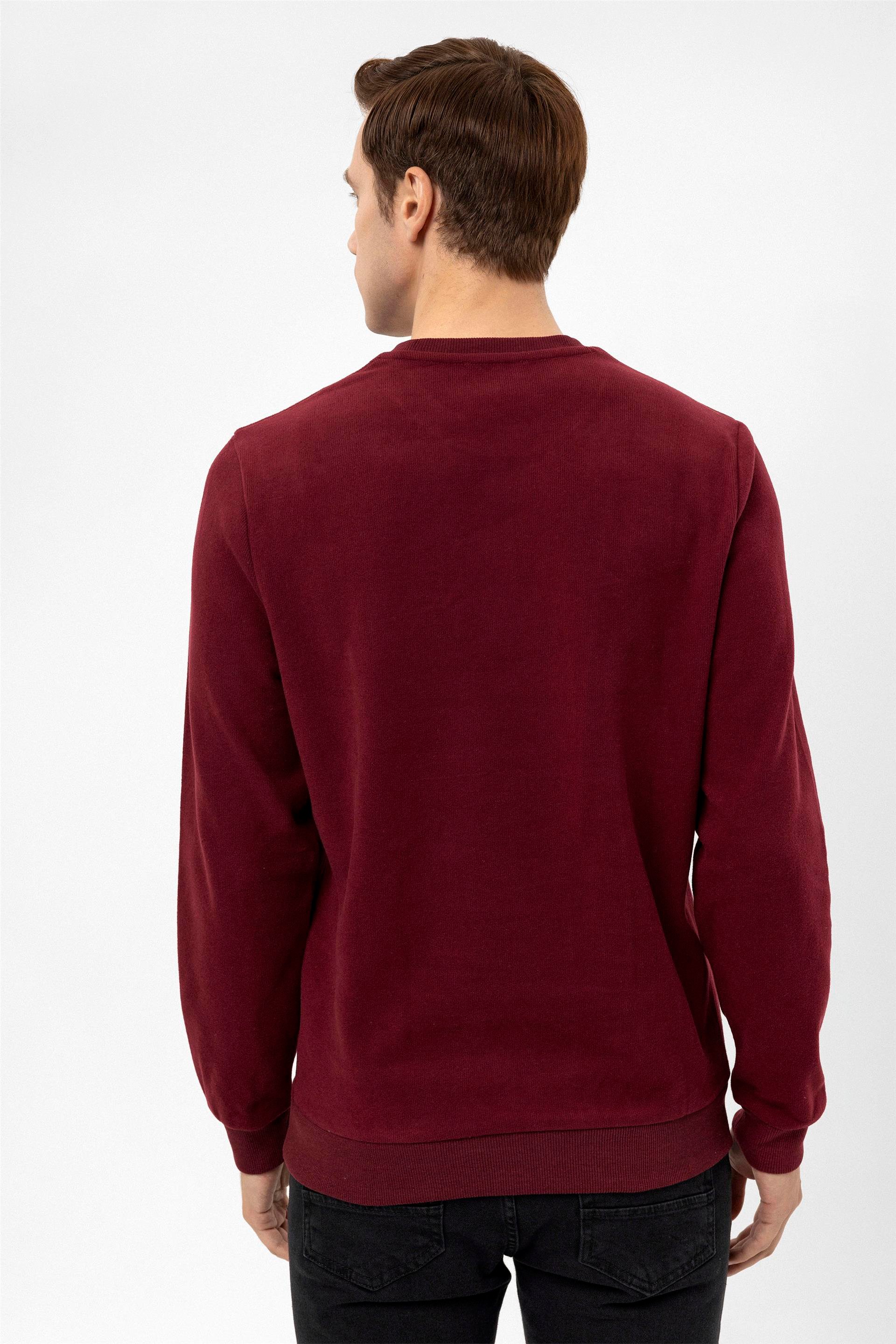 Koyu Bordo Regular Düz O Yaka  Triko