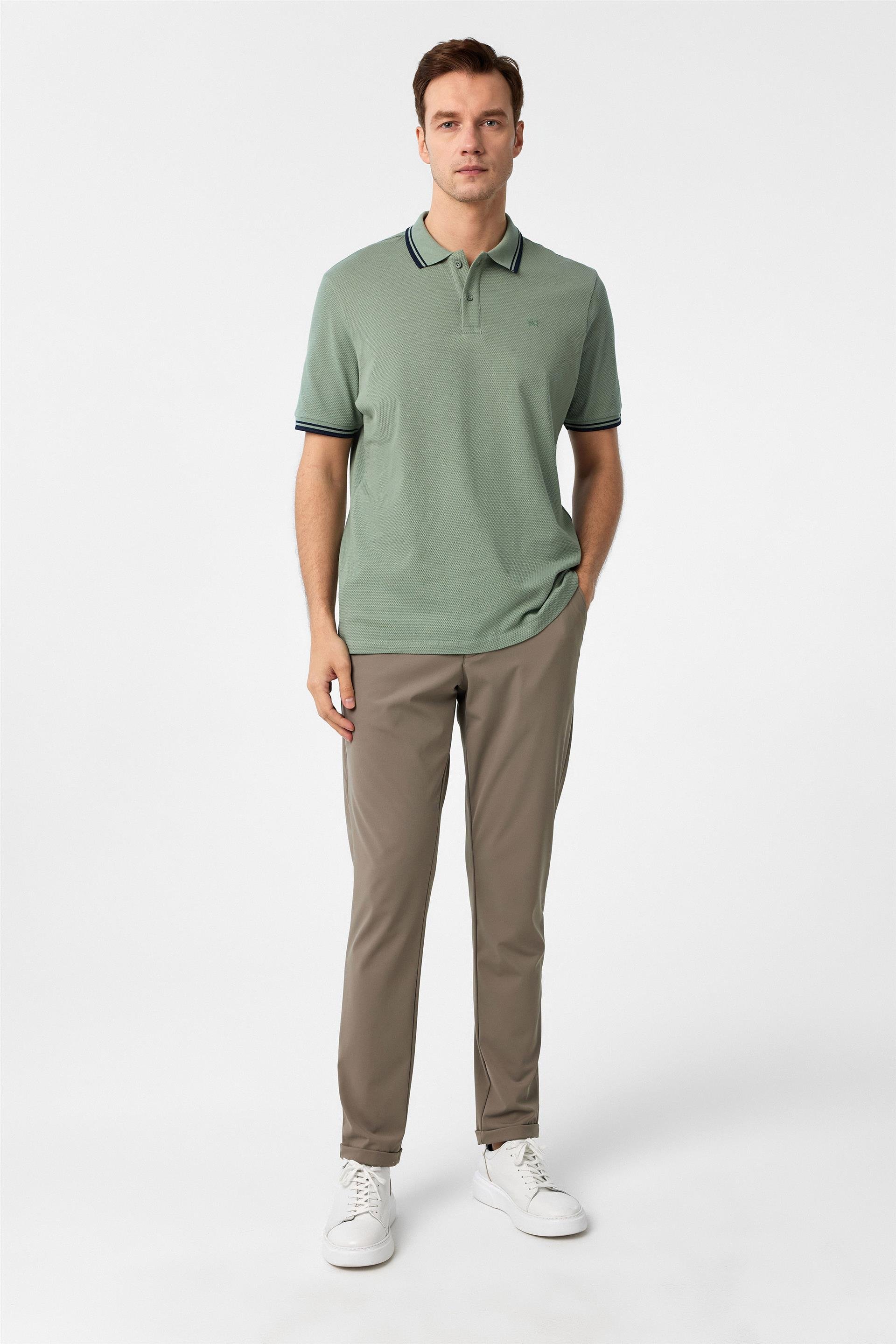 Koyu Yeşil Regular Armürlü Polo Yaka Tişört