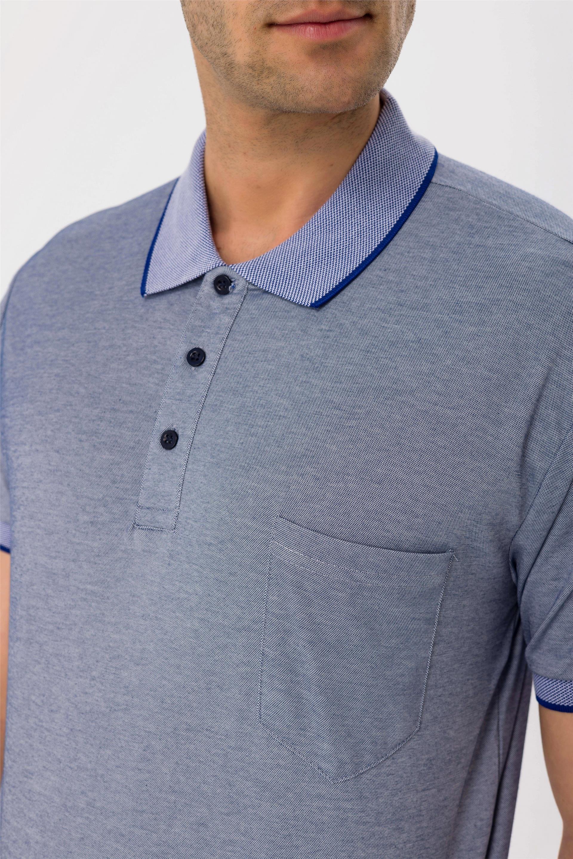 Lacivert Regular Armürlü Polo Yaka  Tişört
