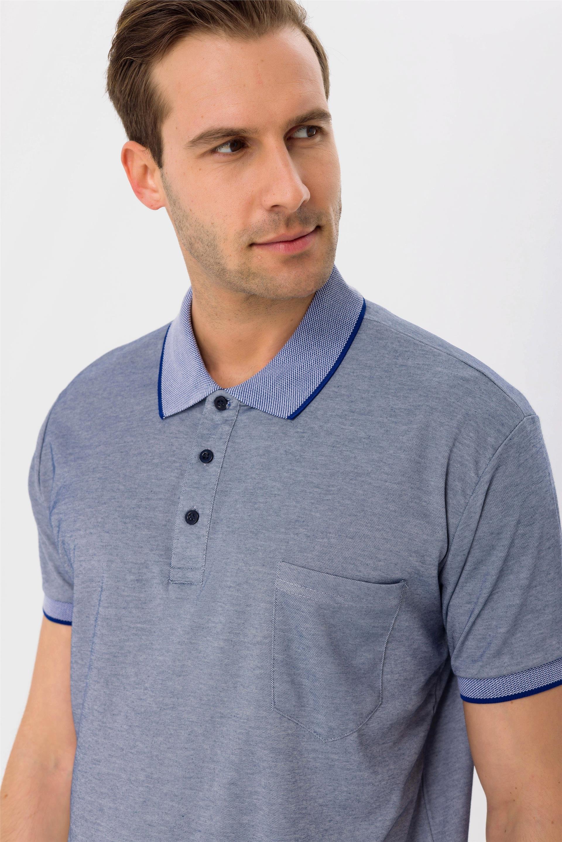 Lacivert Regular Armürlü Polo Yaka  Tişört