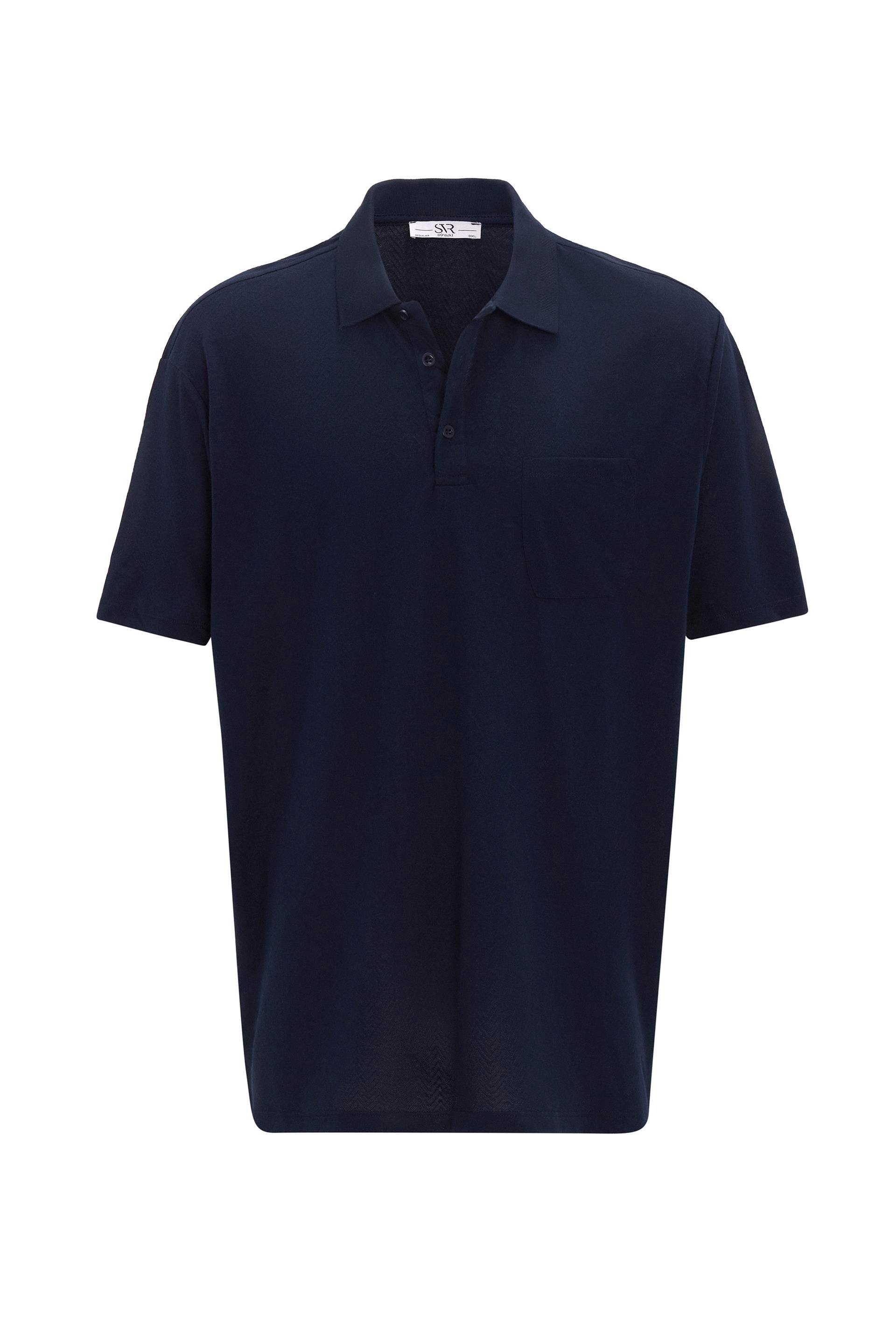 Lacivert Regular Armürlü Polo Yaka Tişört