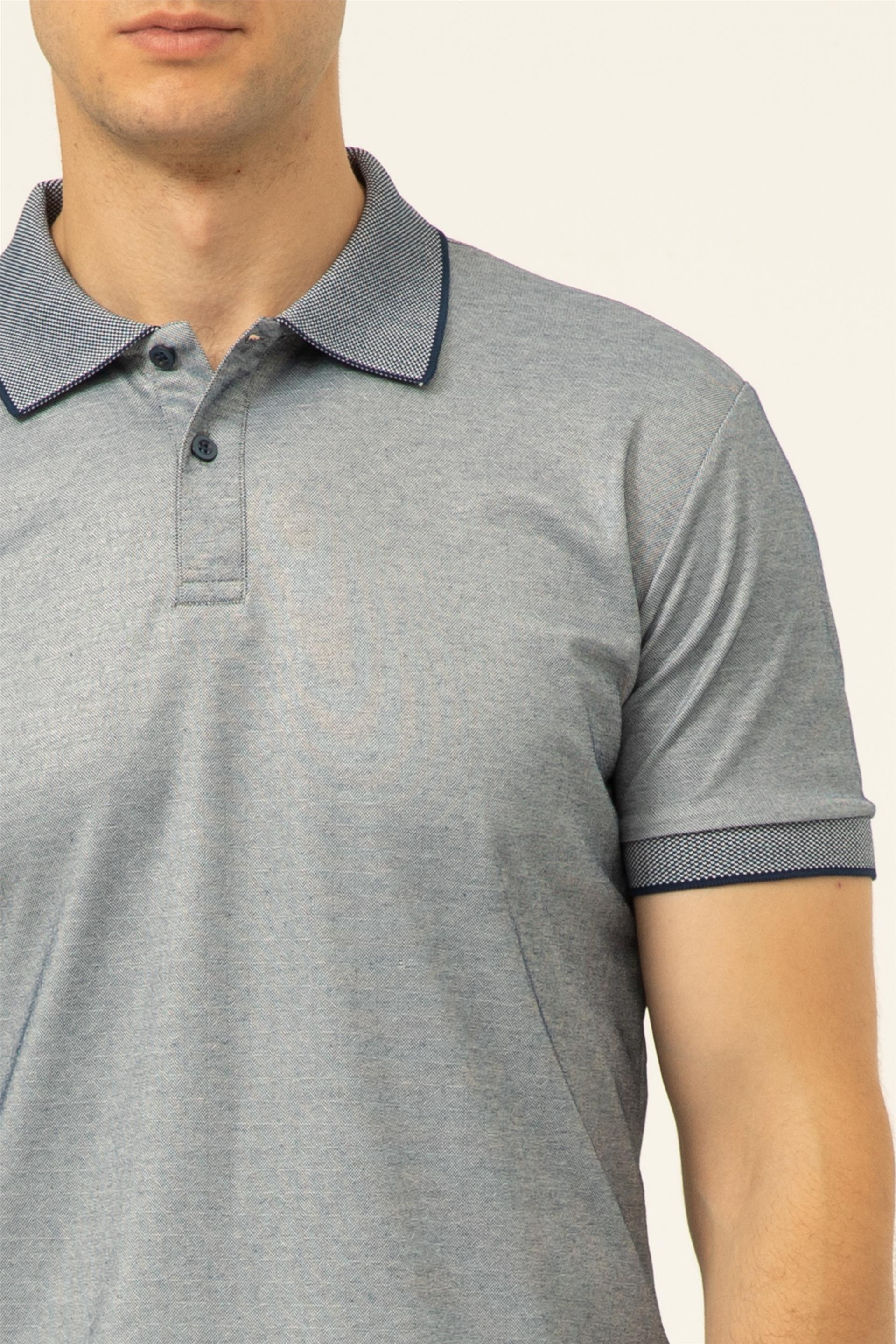 Lacivert Regular Baskılı Polo Yaka  Tişört