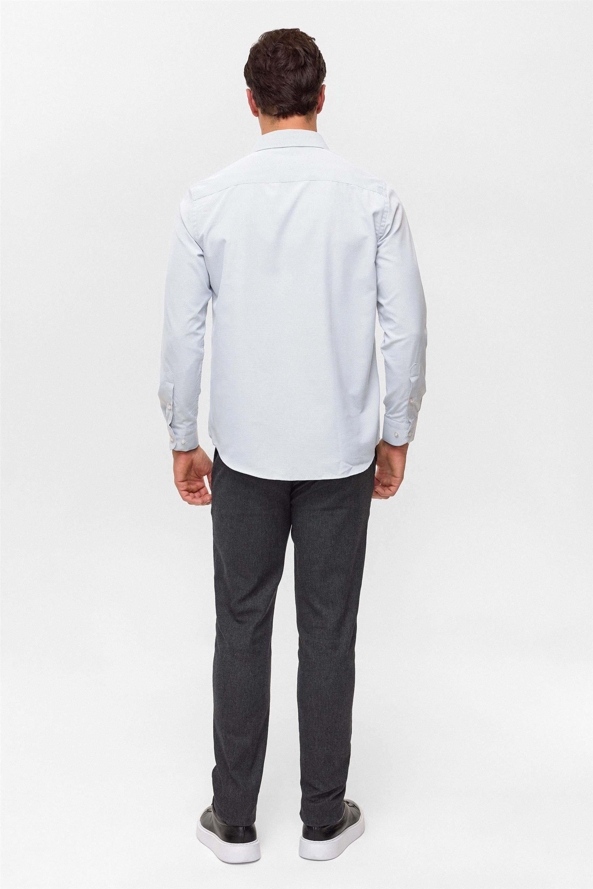 Lacivert Regular Desenli Klasik Yaka Gömlek