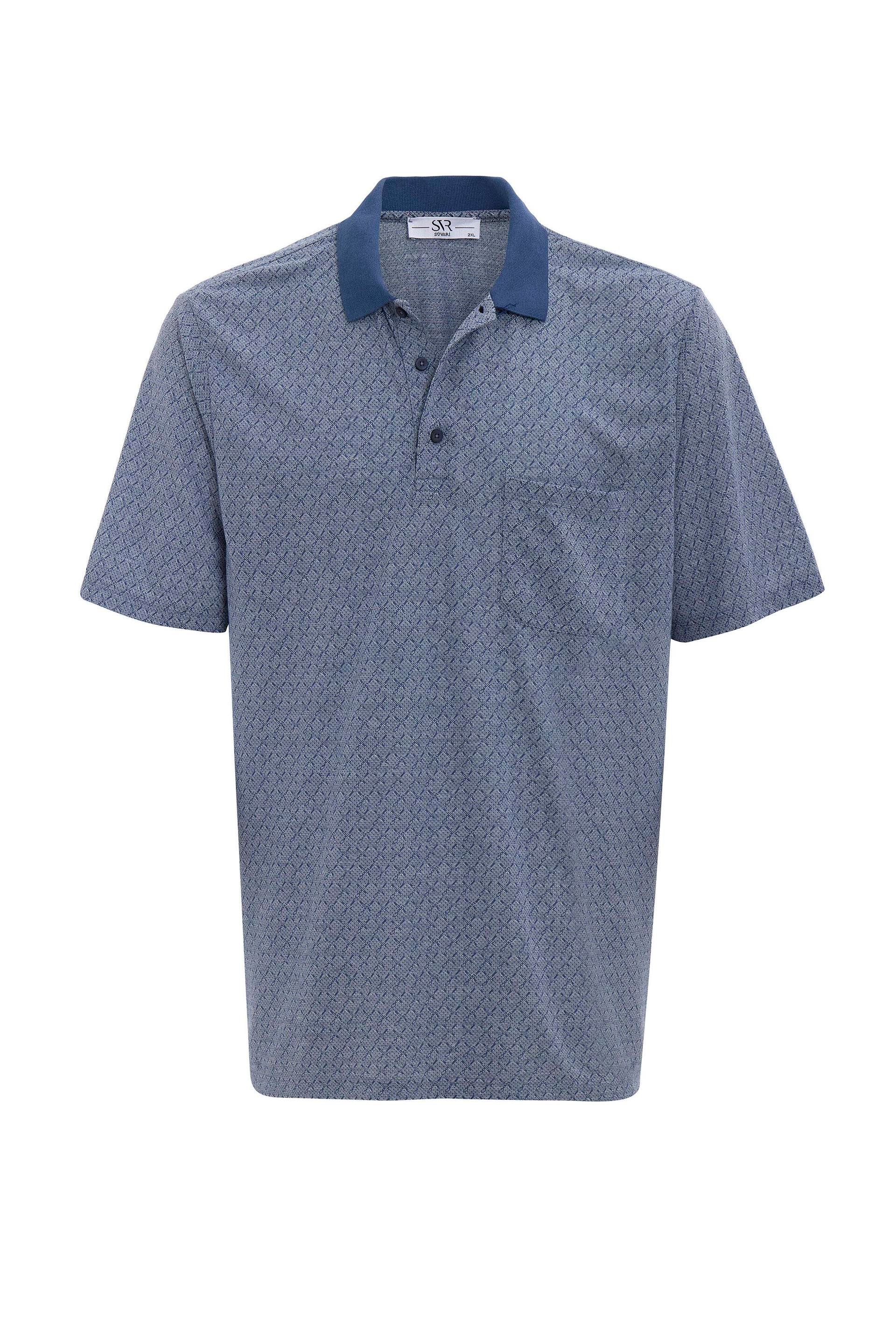 Lacivert Regular Desenli Polo Yaka Tişört