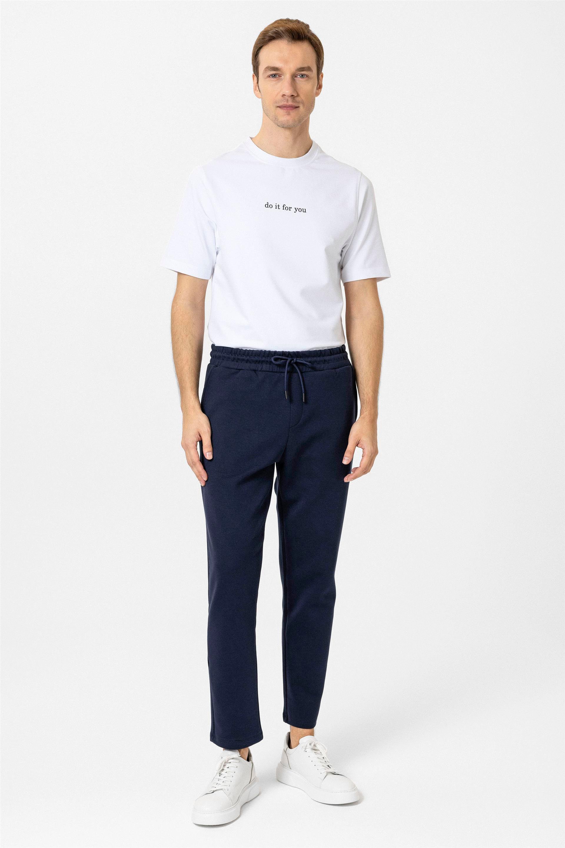 Lacivert Regular Düz Jogger Pantolon