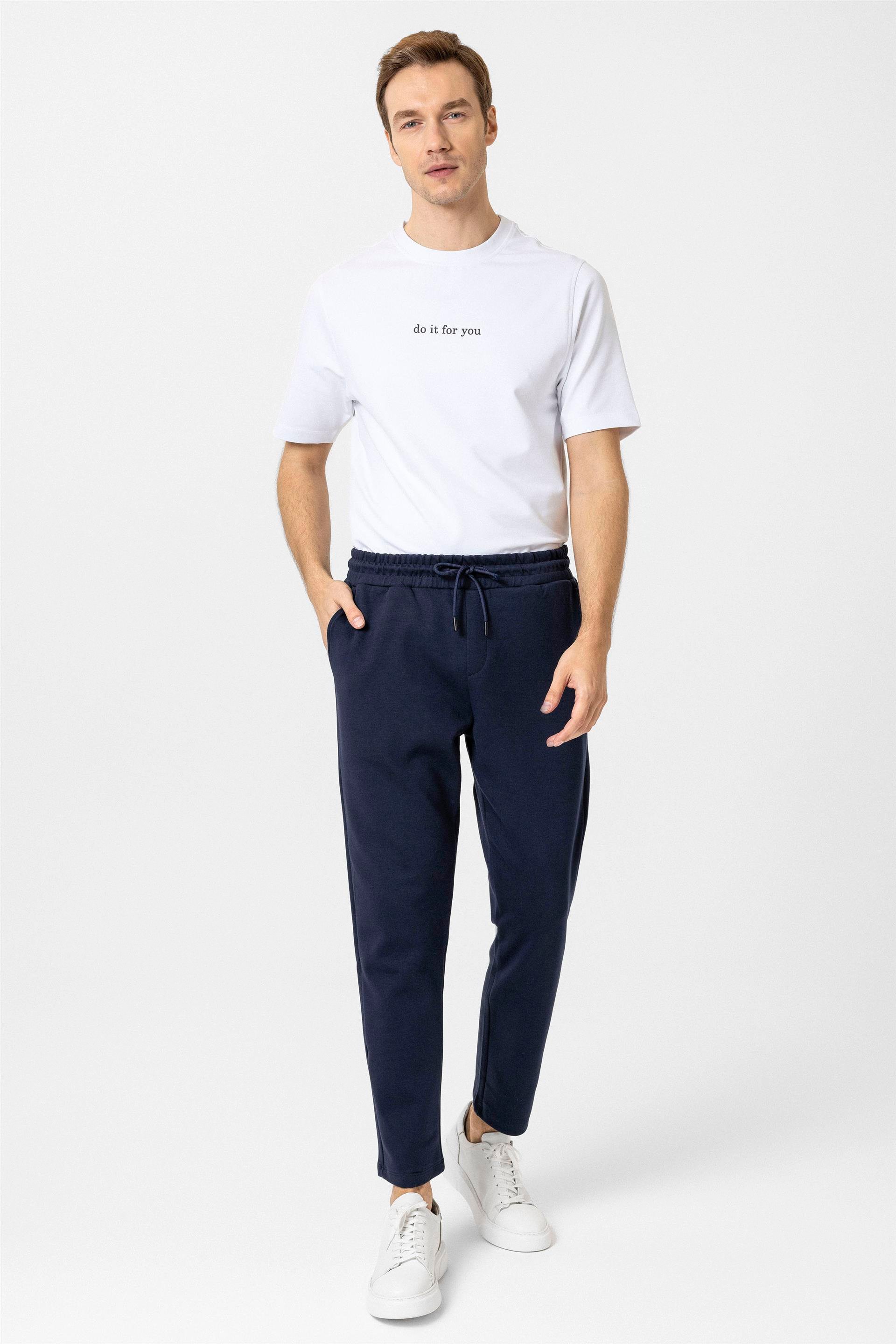 Lacivert Regular Düz Jogger Pantolon