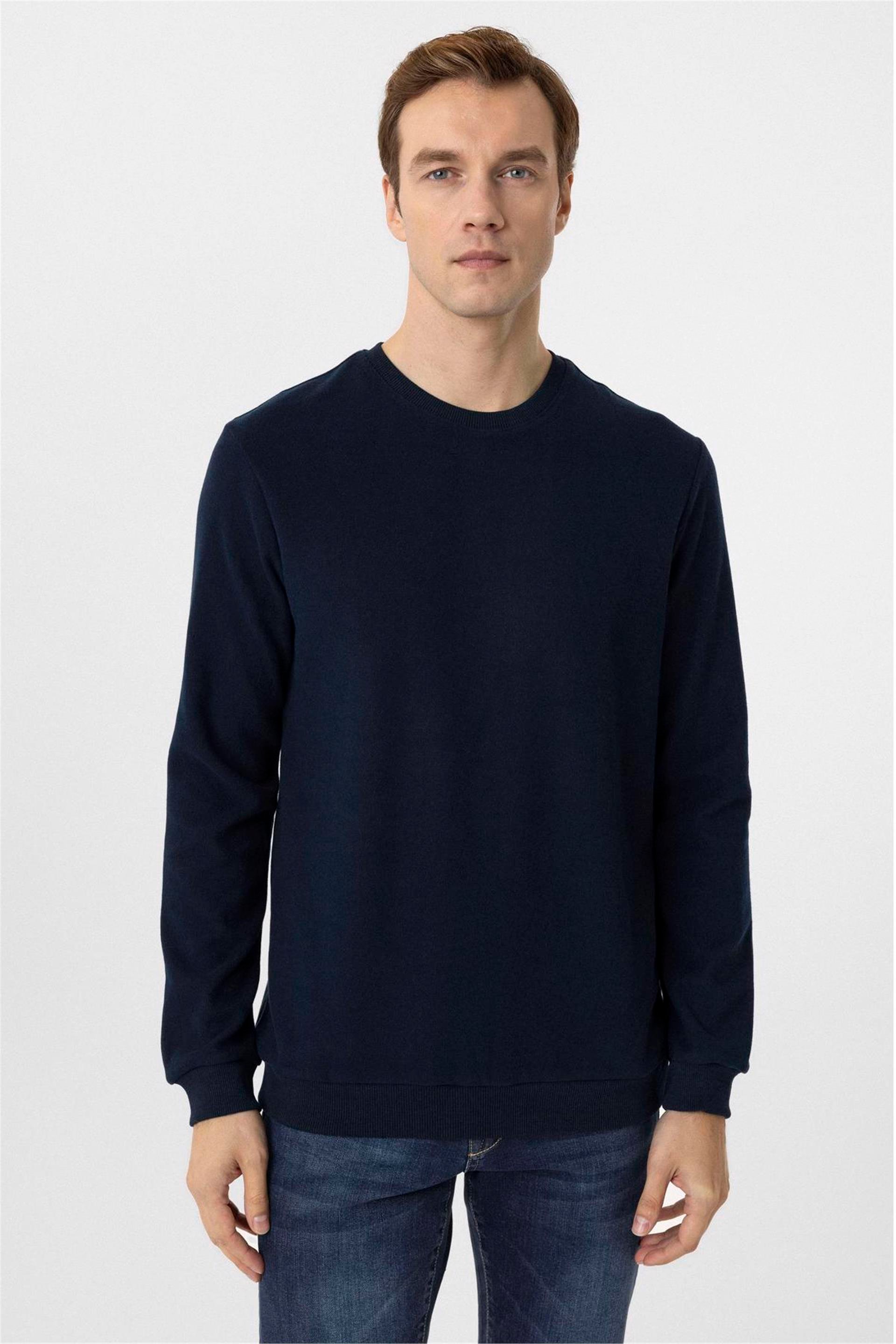 Lacivert Regular Düz O Yaka Triko