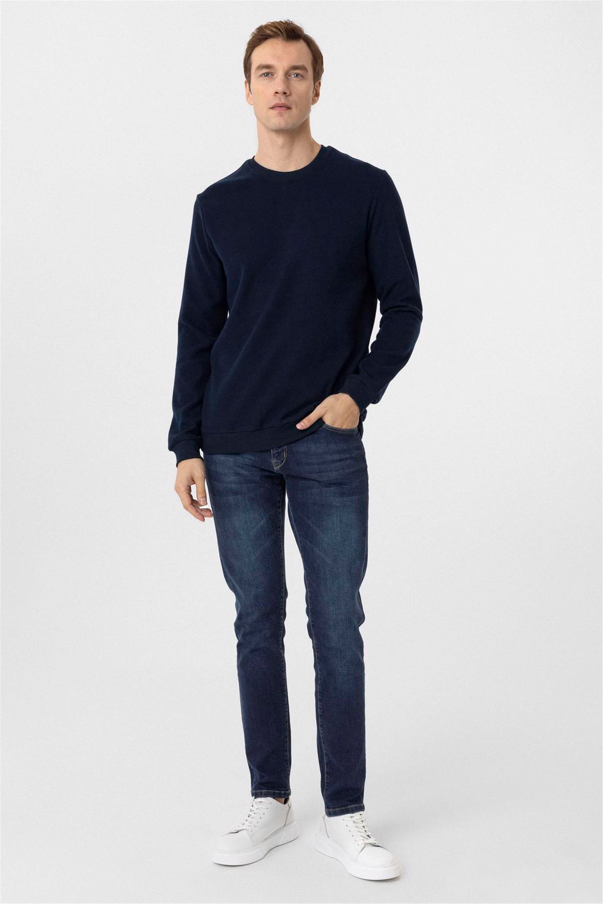 Lacivert Regular Düz O Yaka Triko