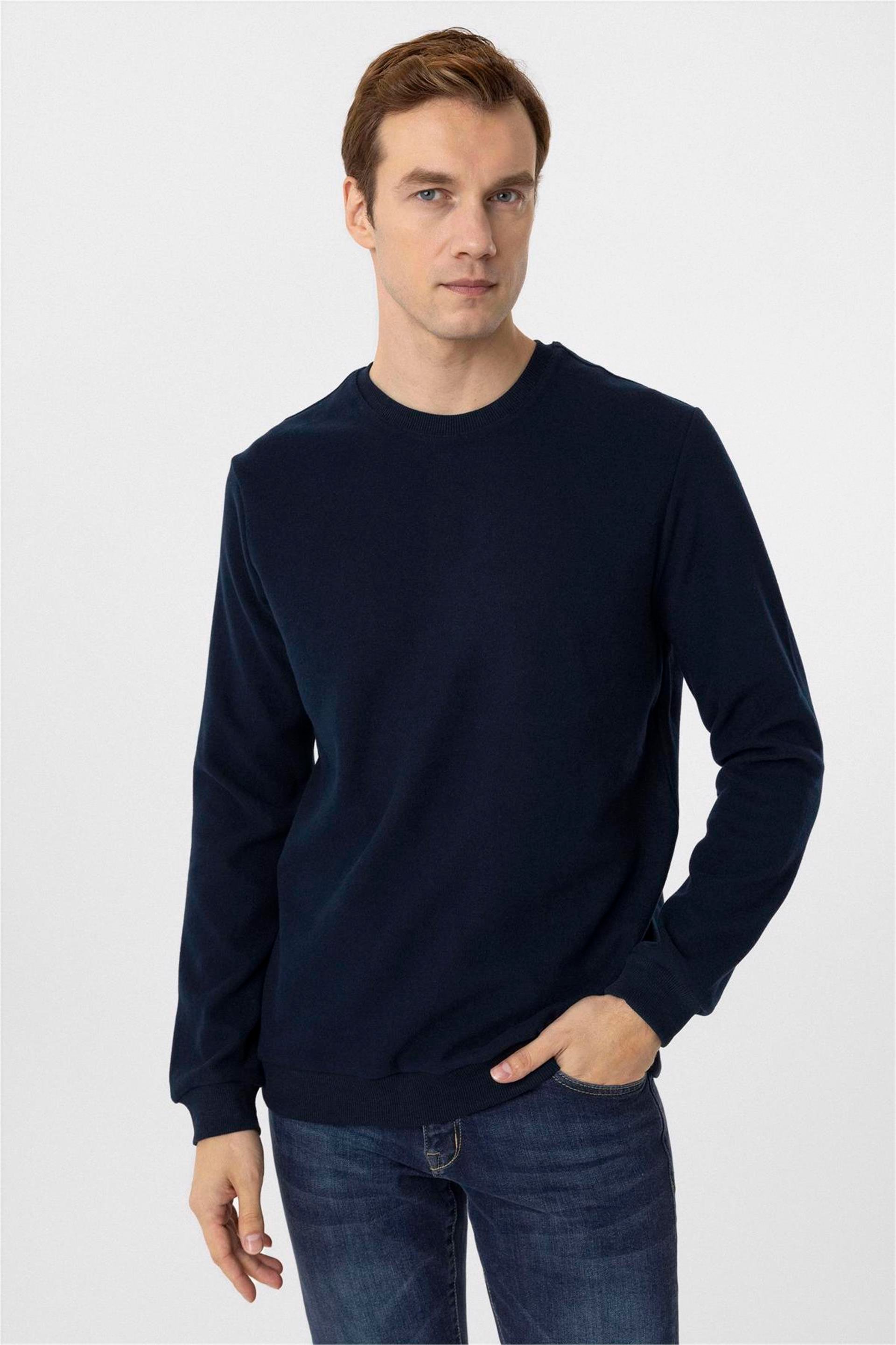 Lacivert Regular Düz O Yaka Triko