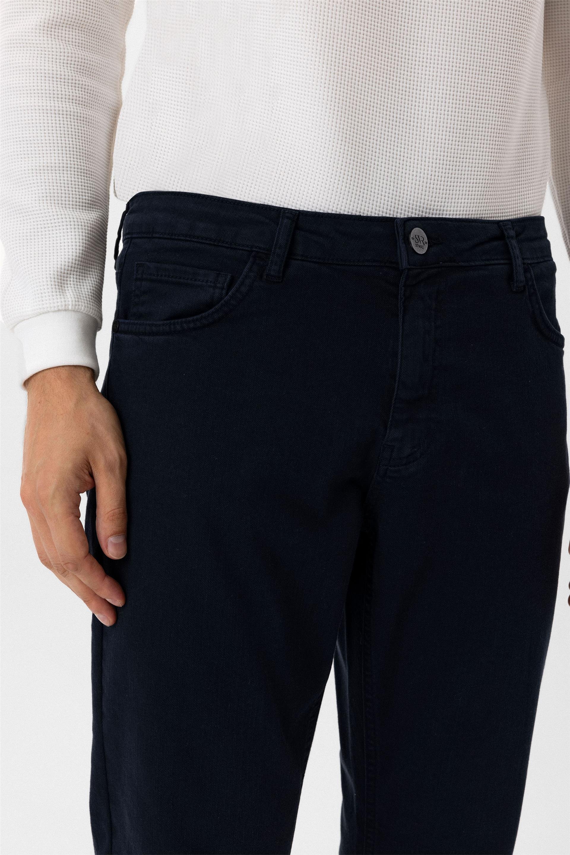 Lacivert Regular Düz Pantolon