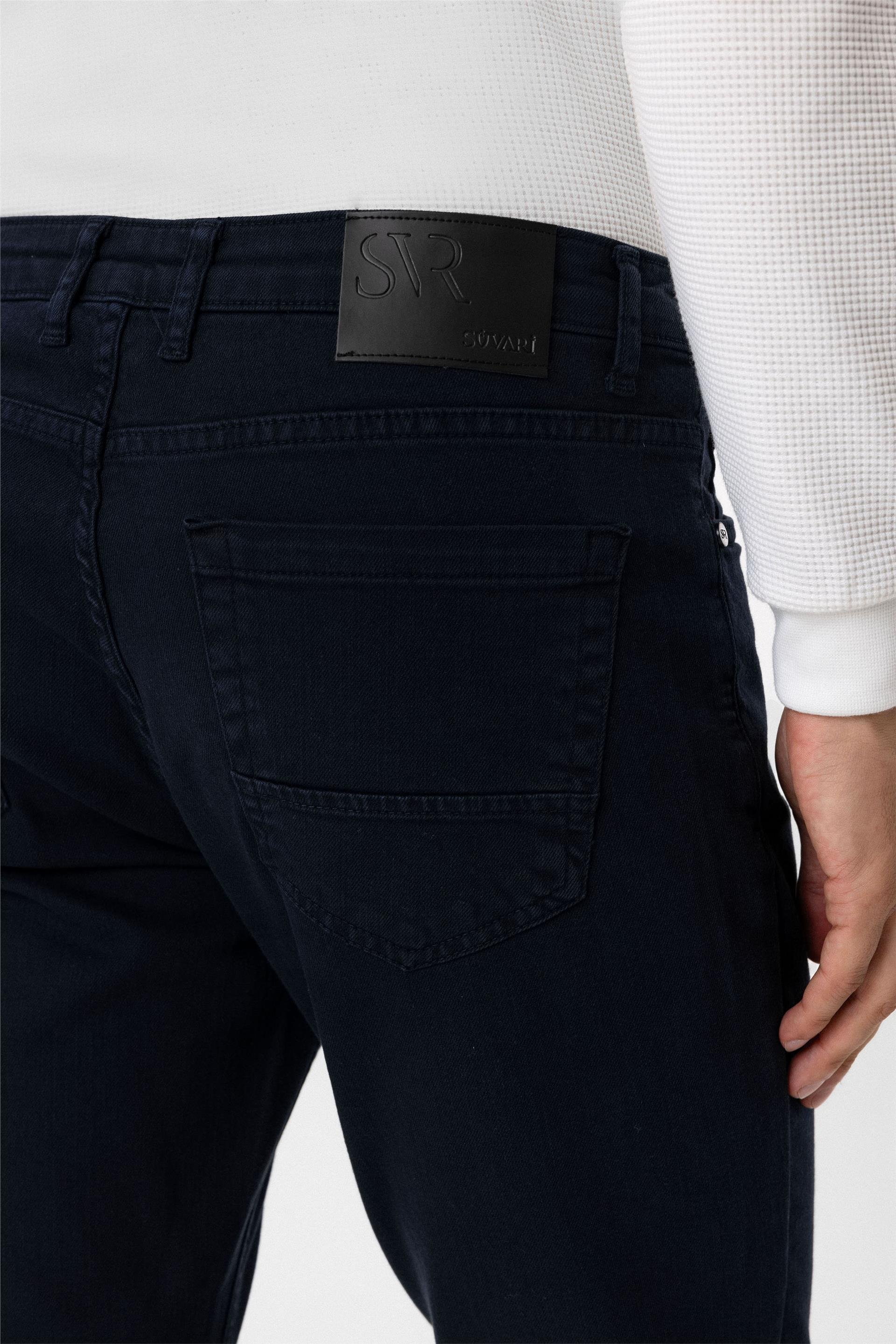 Lacivert Regular Düz Pantolon