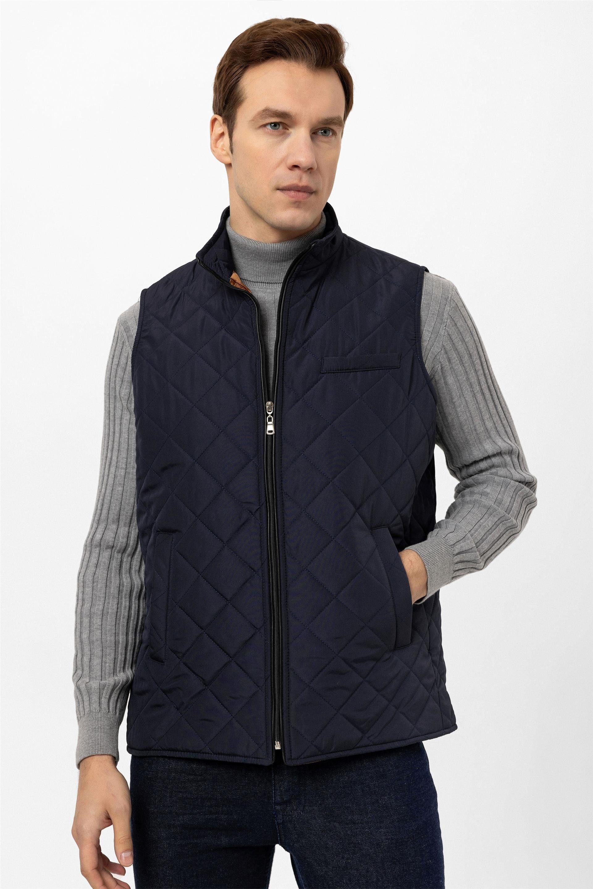Lacivert Regular  Klasik Yaka  Mont