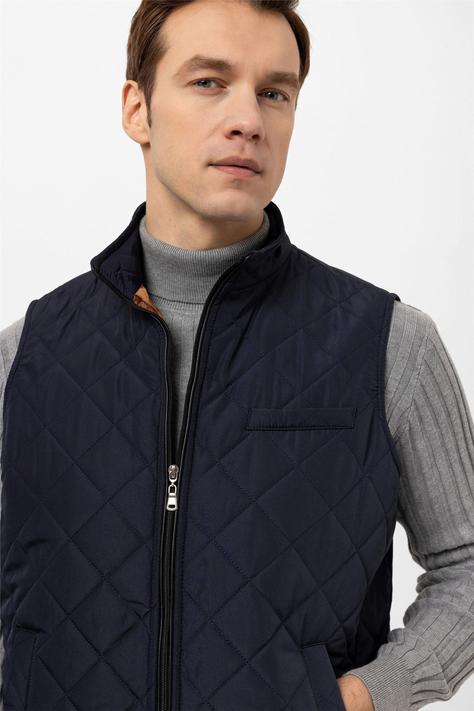 Lacivert Regular  Klasik Yaka  Mont