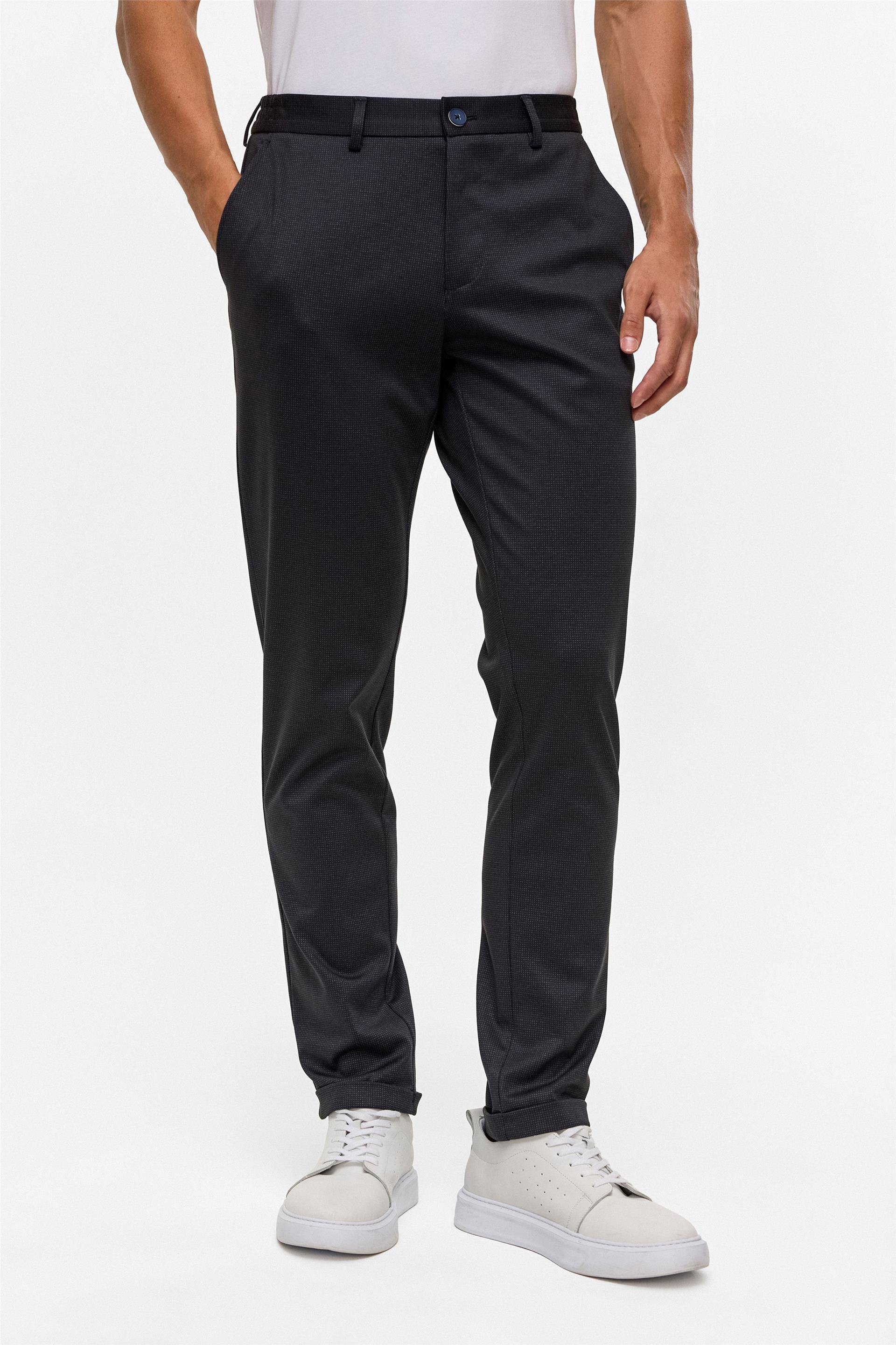 Lacivert Slim Armürlü Jogger Pantolon