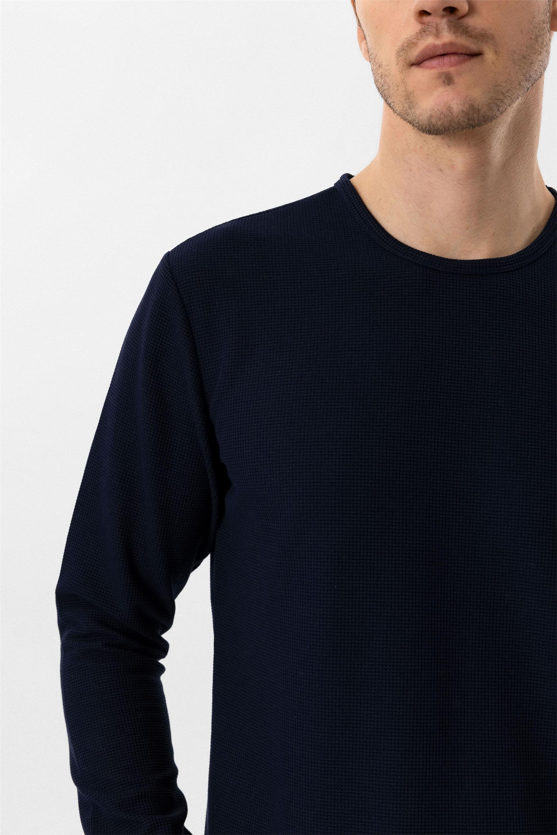 Lacivert Slim Armürlü O Yaka Sweatshirt
