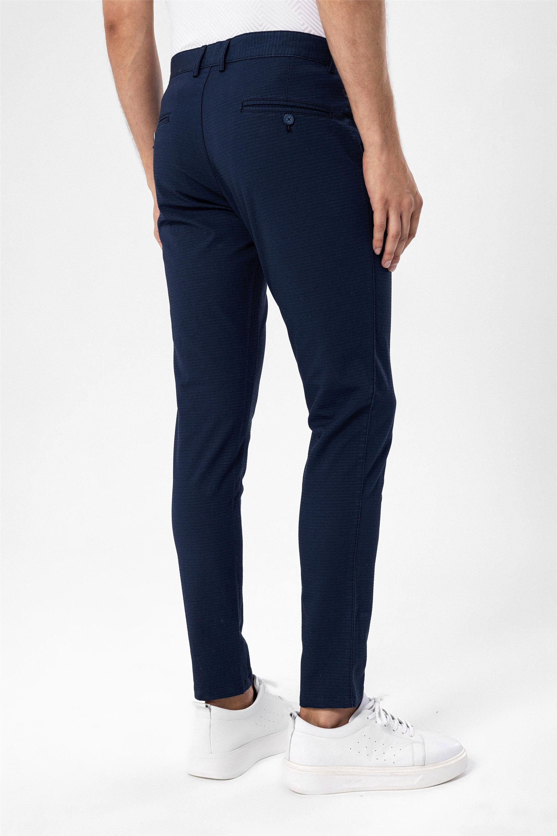 Lacivert Slim Armürlü   Pantolon