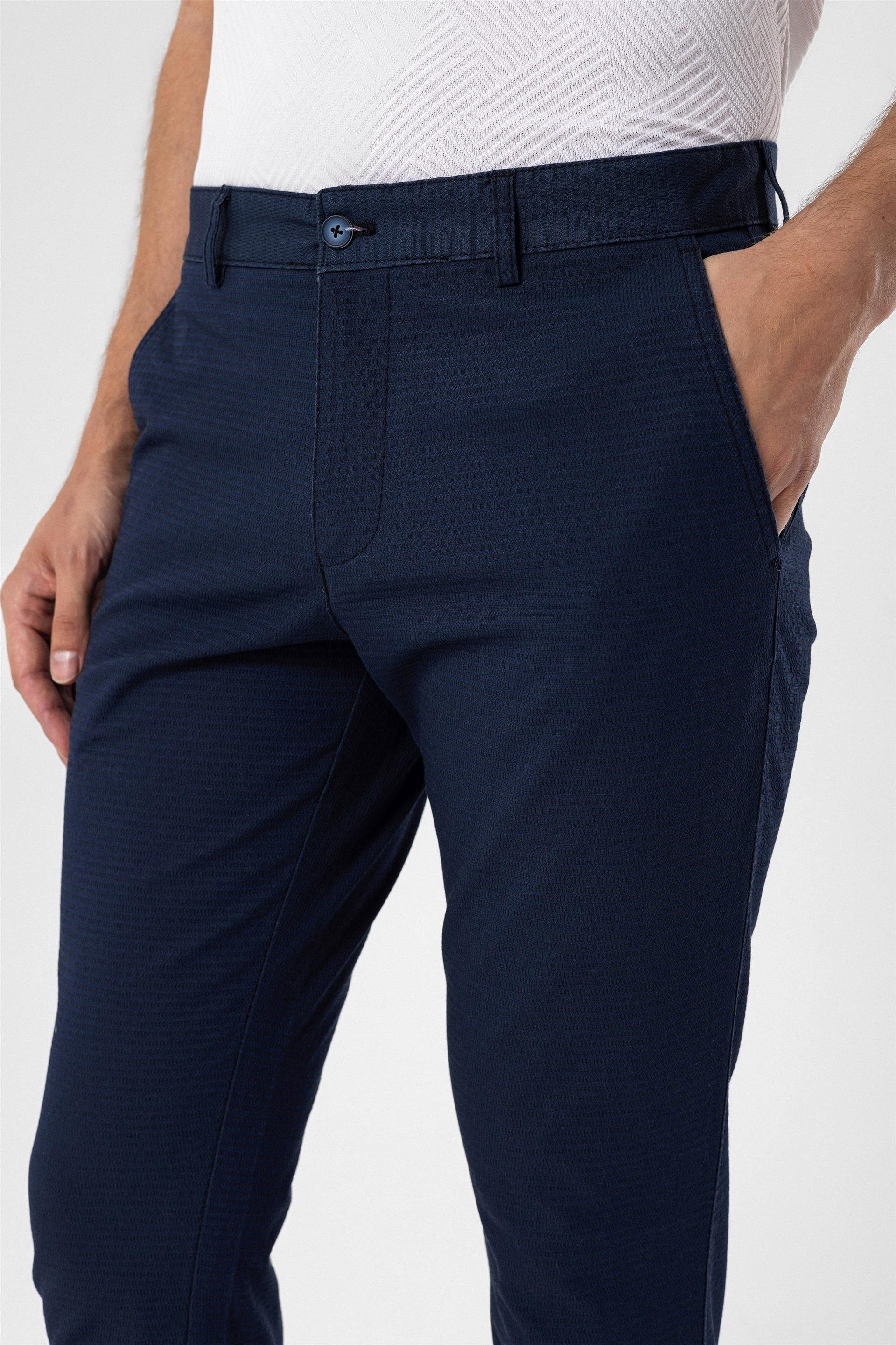 Lacivert Slim Armürlü   Pantolon