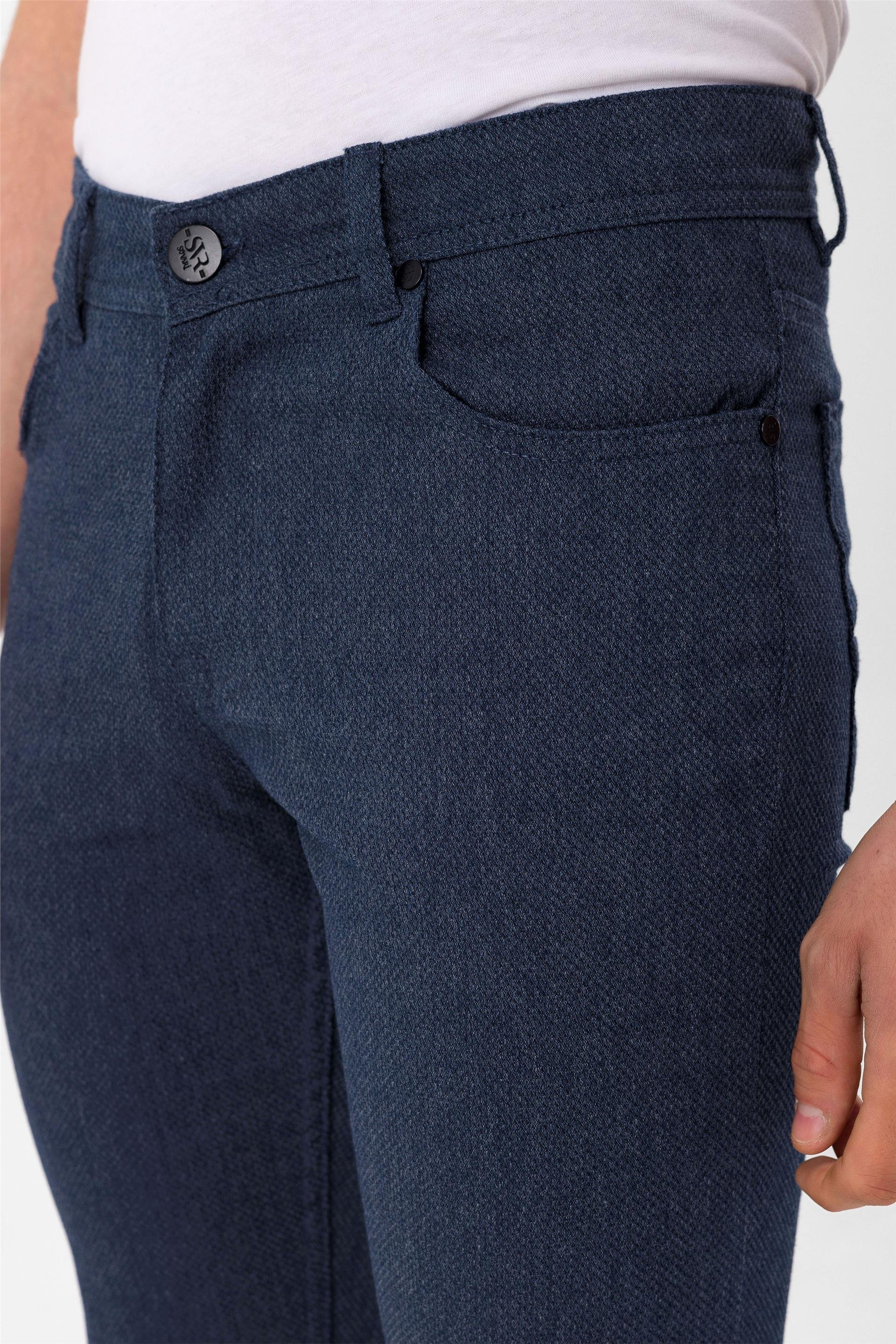 Lacivert Slim Armürlü   Pantolon
