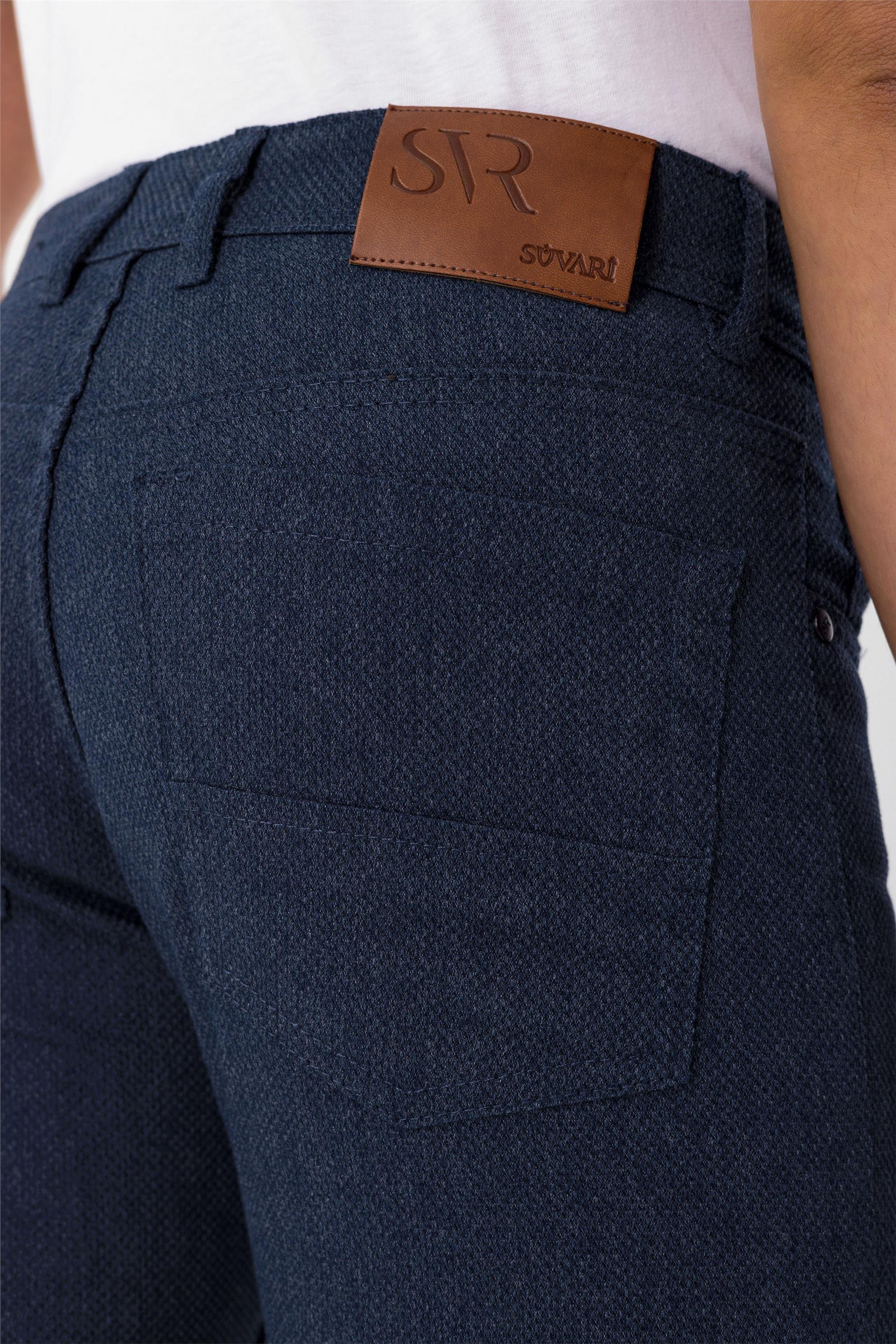 Lacivert Slim Armürlü   Pantolon